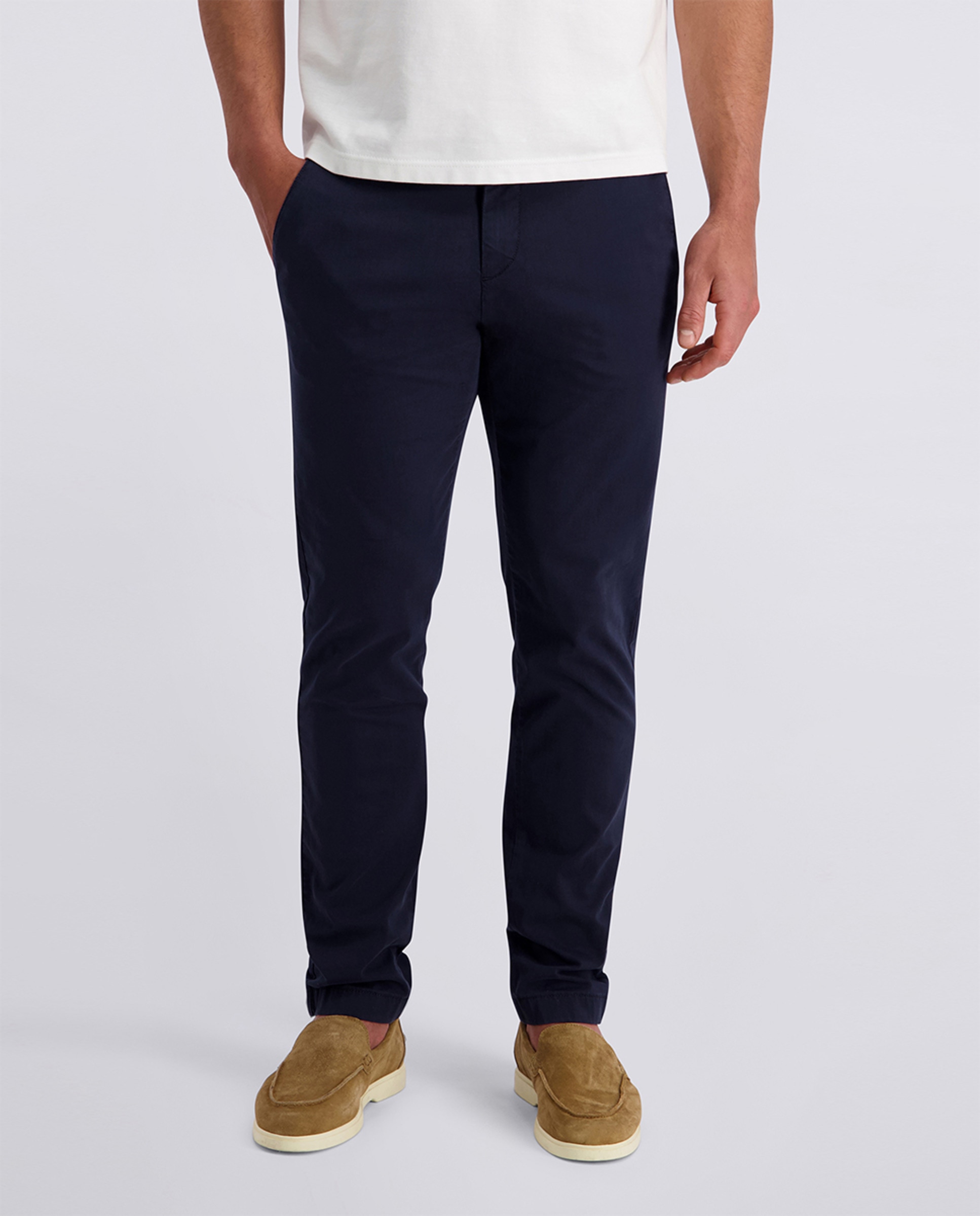 Calças Chino de Tecido Técnico Tapered Fit - Bege Azul-marinho-2