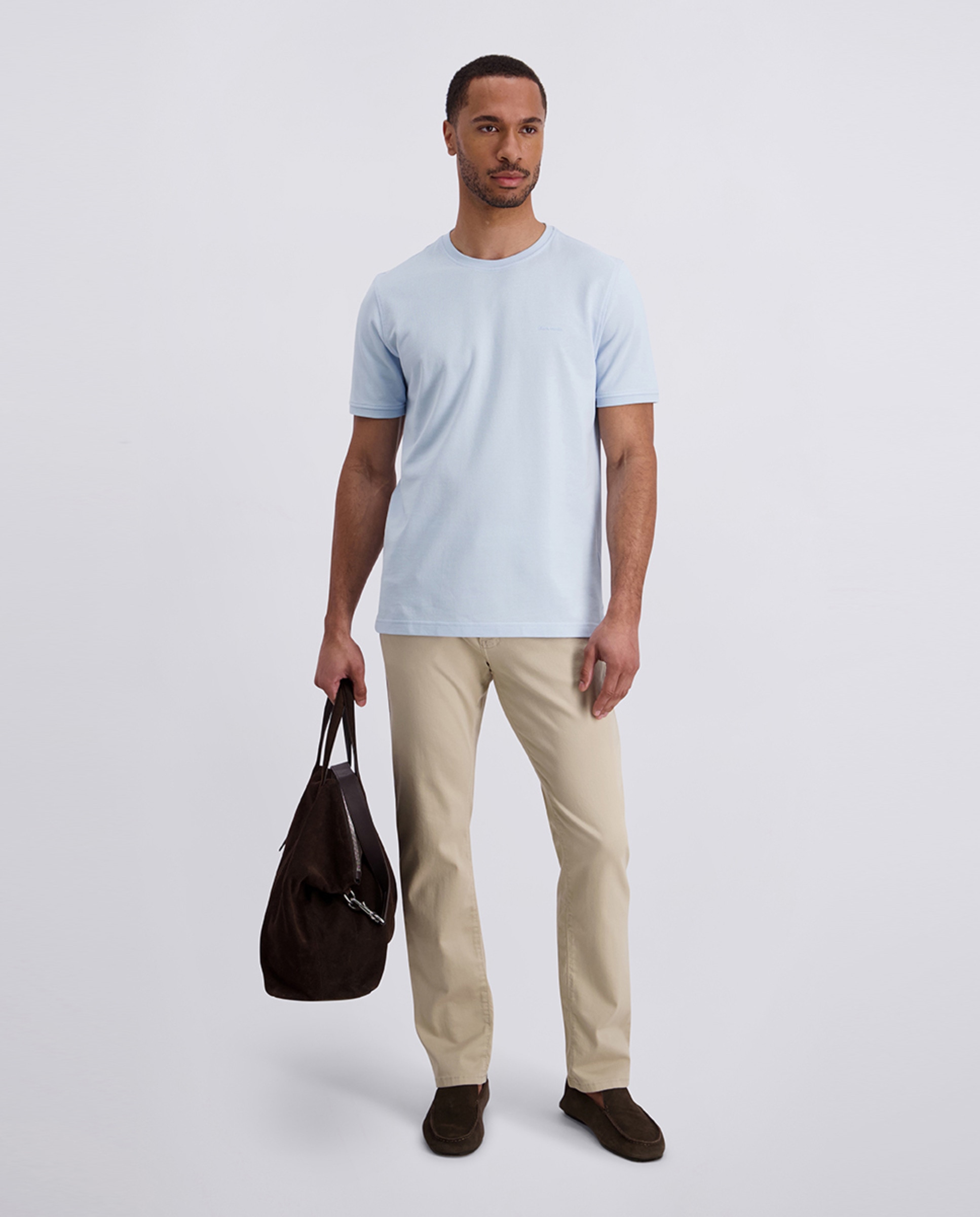 Calças de 5 Bolsos Denim Airtouch Tapered Fit - Cinzento Bege-6