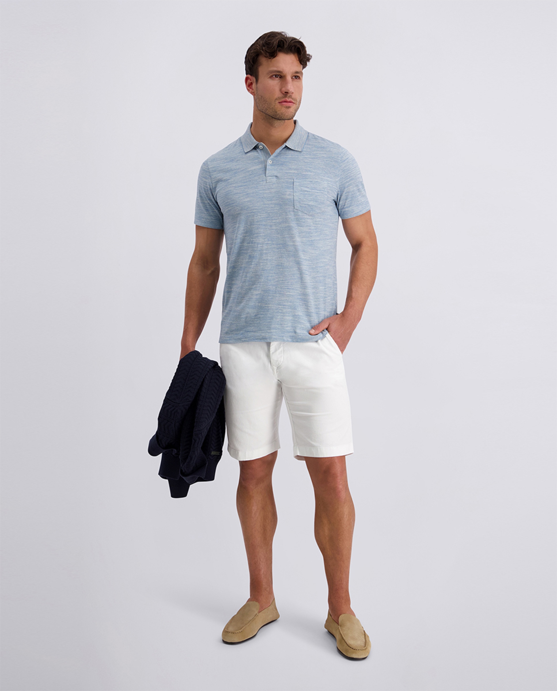 Bermuda regular fit de lino de hombre - Pierre Cardin - Blanco Blanco-6