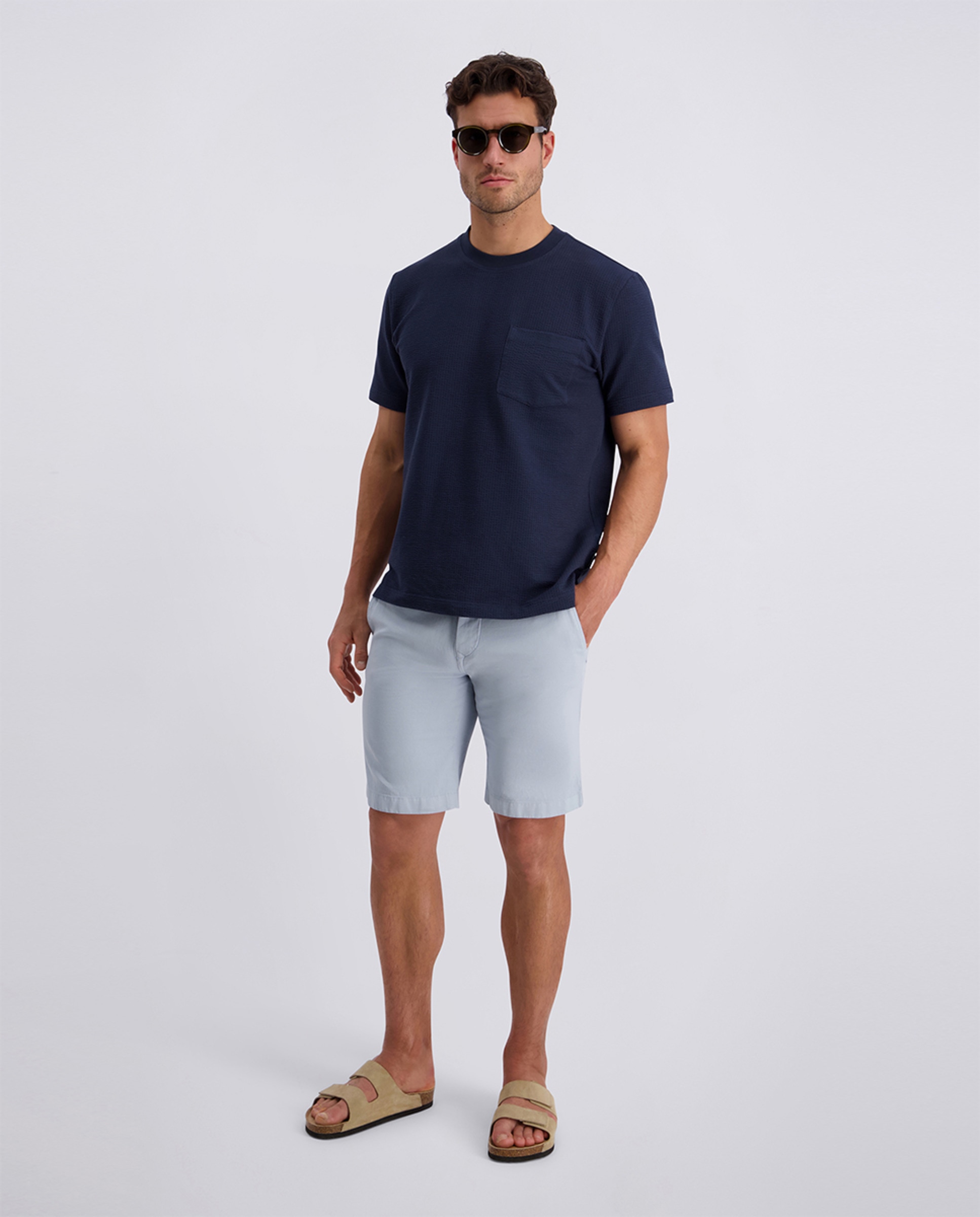 Bermuda regular fit de lino de hombre - Pierre Cardin - Azul claro Azul claro-6