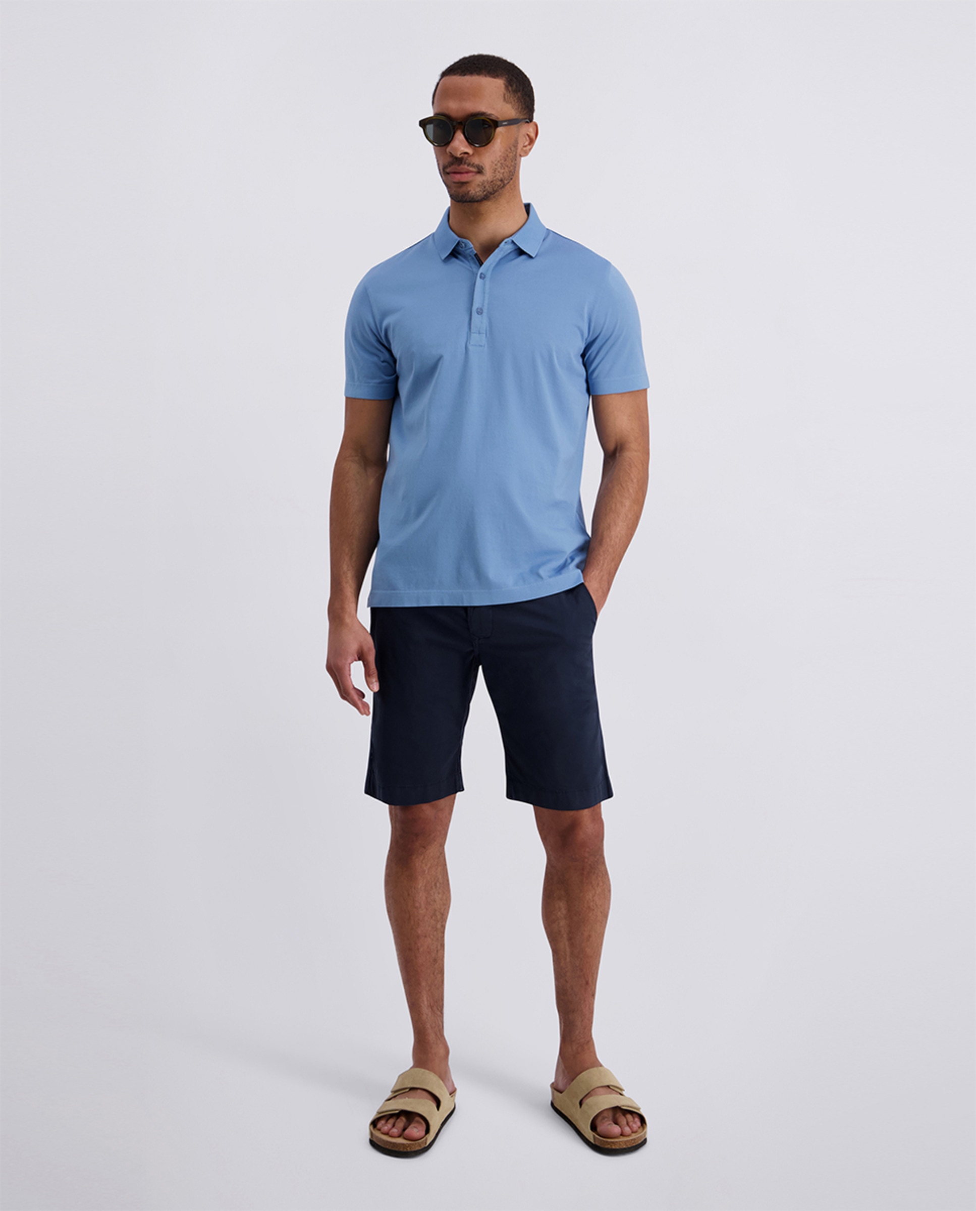 Bermudas Regular Fit de Popelina com Cós Elástico Azul-marinho-6