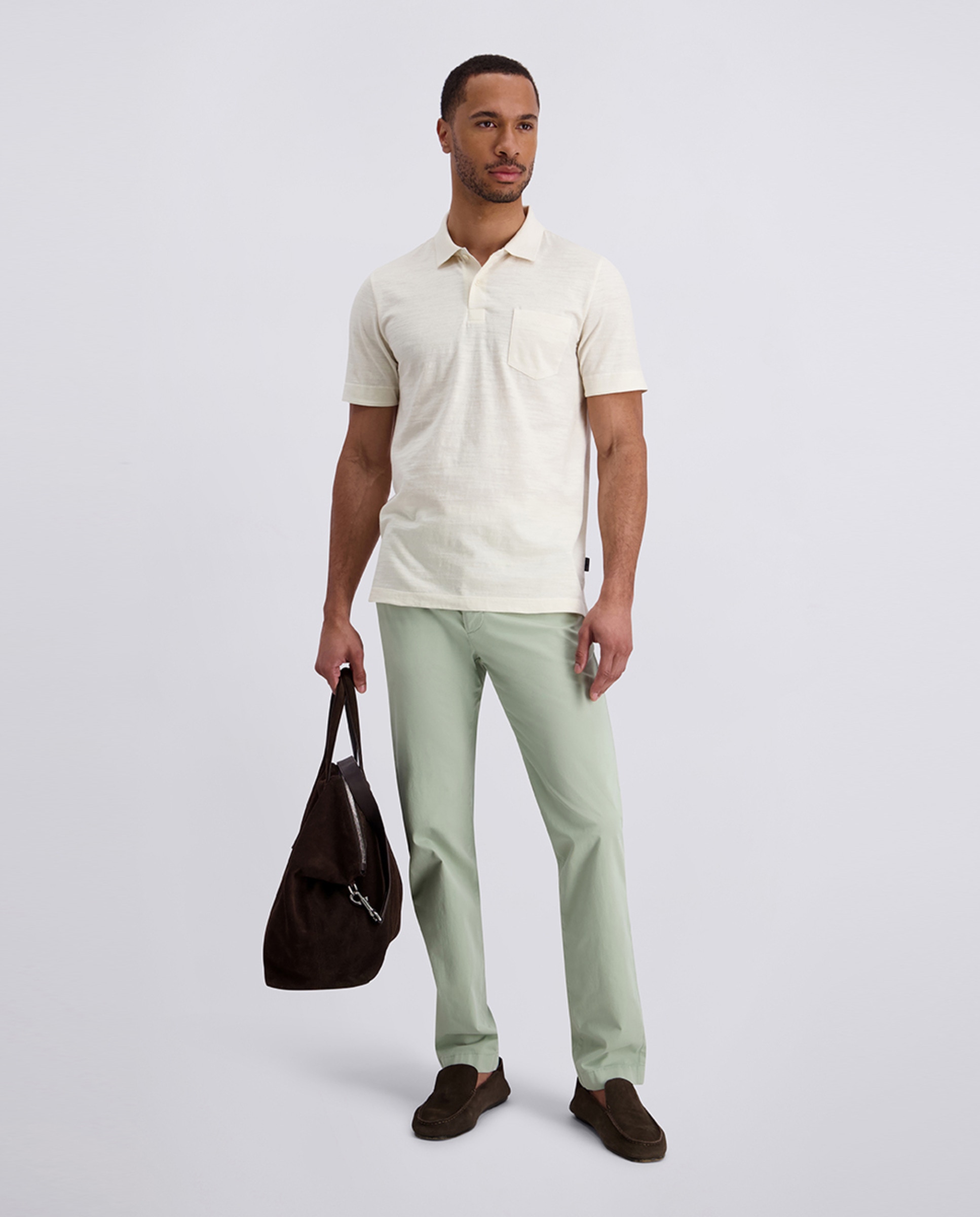 Polo Custom Fit Serafino Fineliner - Verde-Água Branco-6