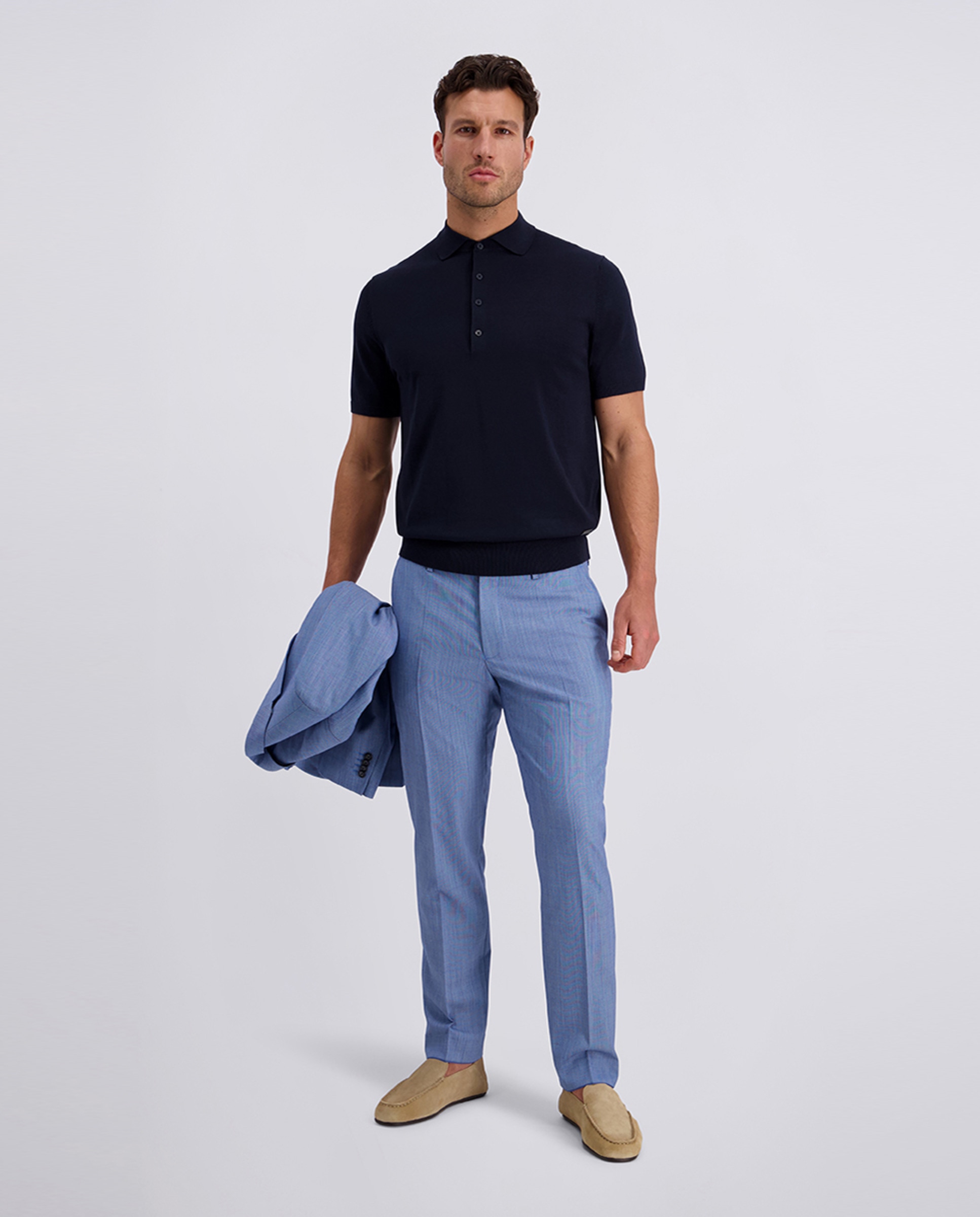 Polo Custom Fit 100% Algodão Liso - Azul-Marinho Azul-marinho-6