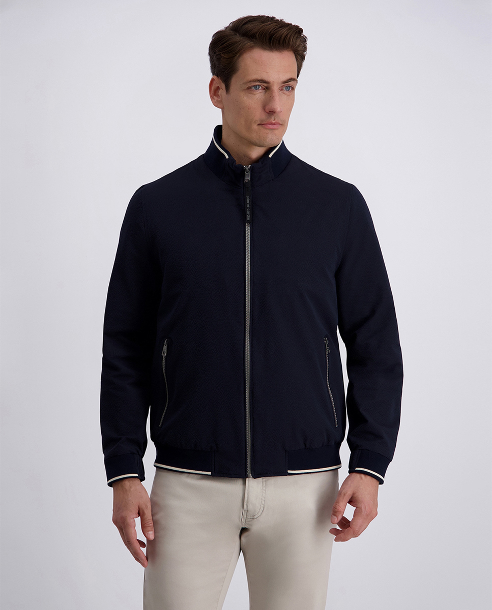 Imagem 0 de Blusão Bomber Seersucker Custom Fit - Azul-Marinho