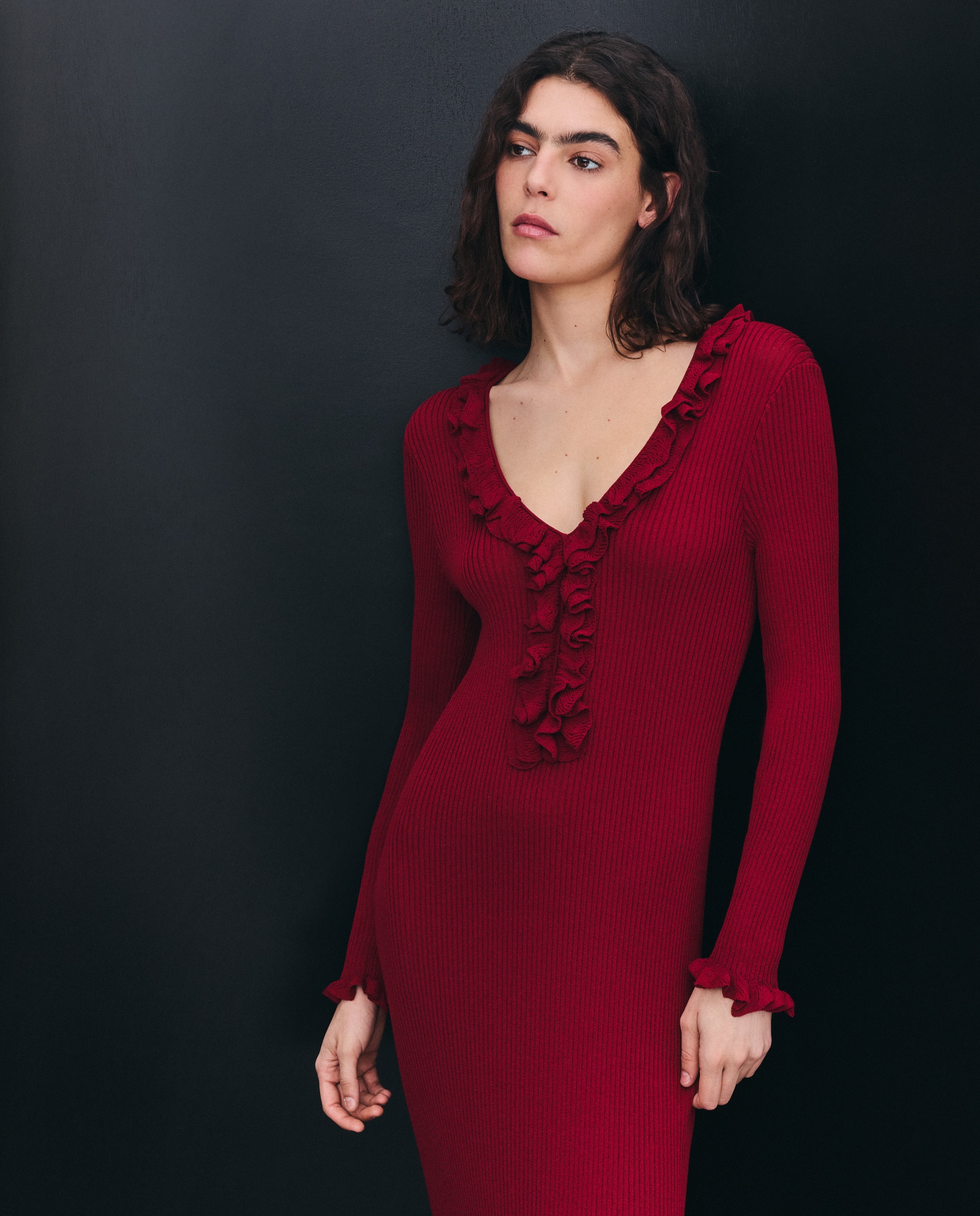 Vestido com Folho no Decote 600 Vermelho-3