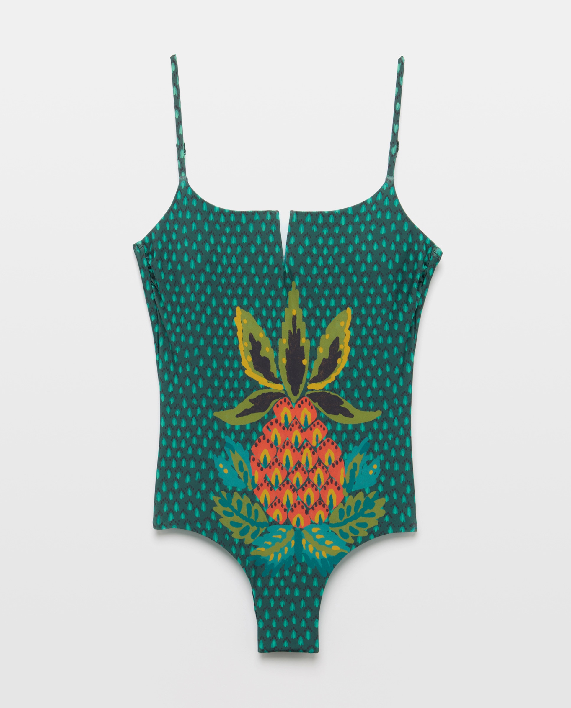Fato de Banho de Poliamida com Estampado Verde-4