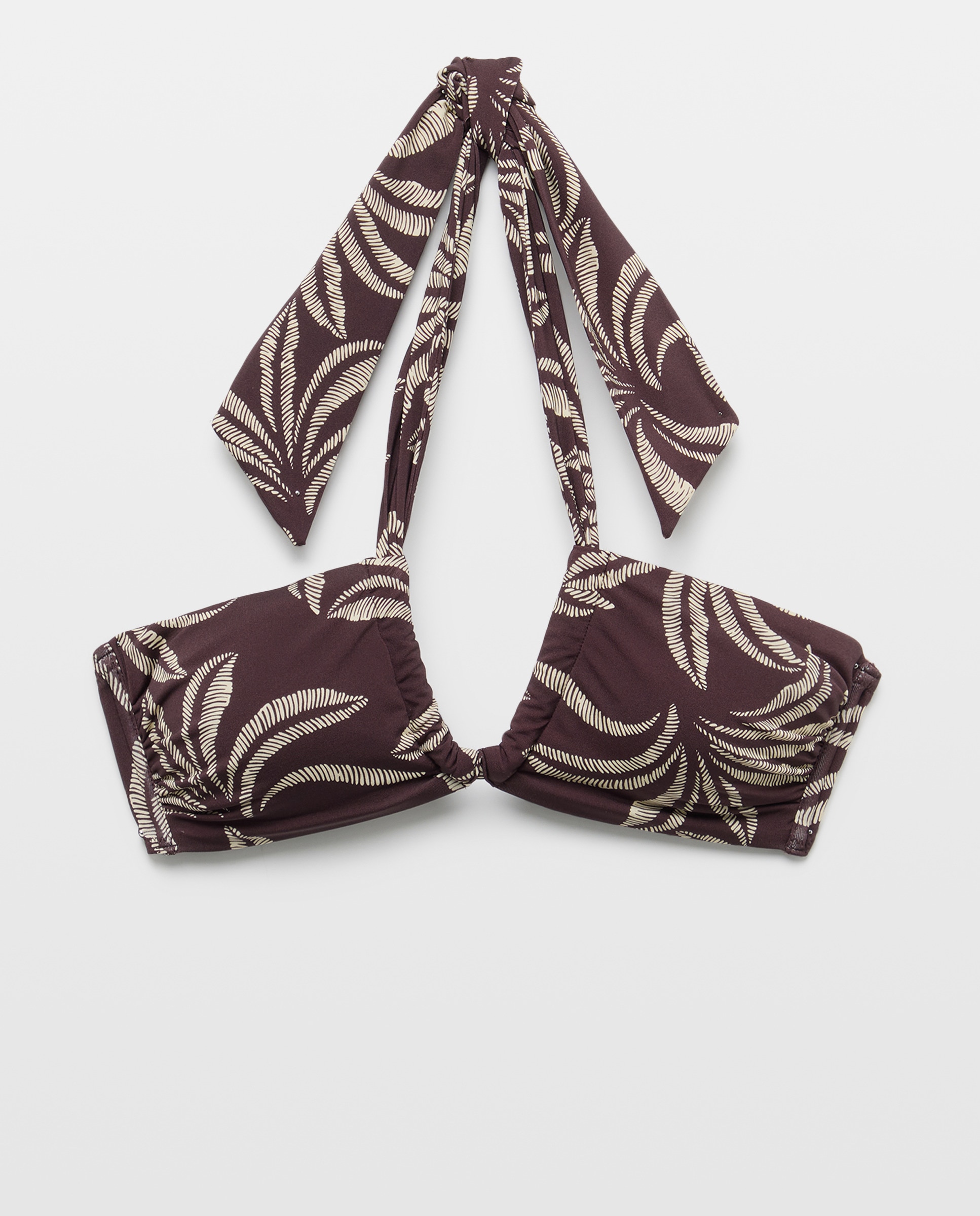Top de Biquíni Bandeau com Alça Assimétrica e Estampado Castanho-4
