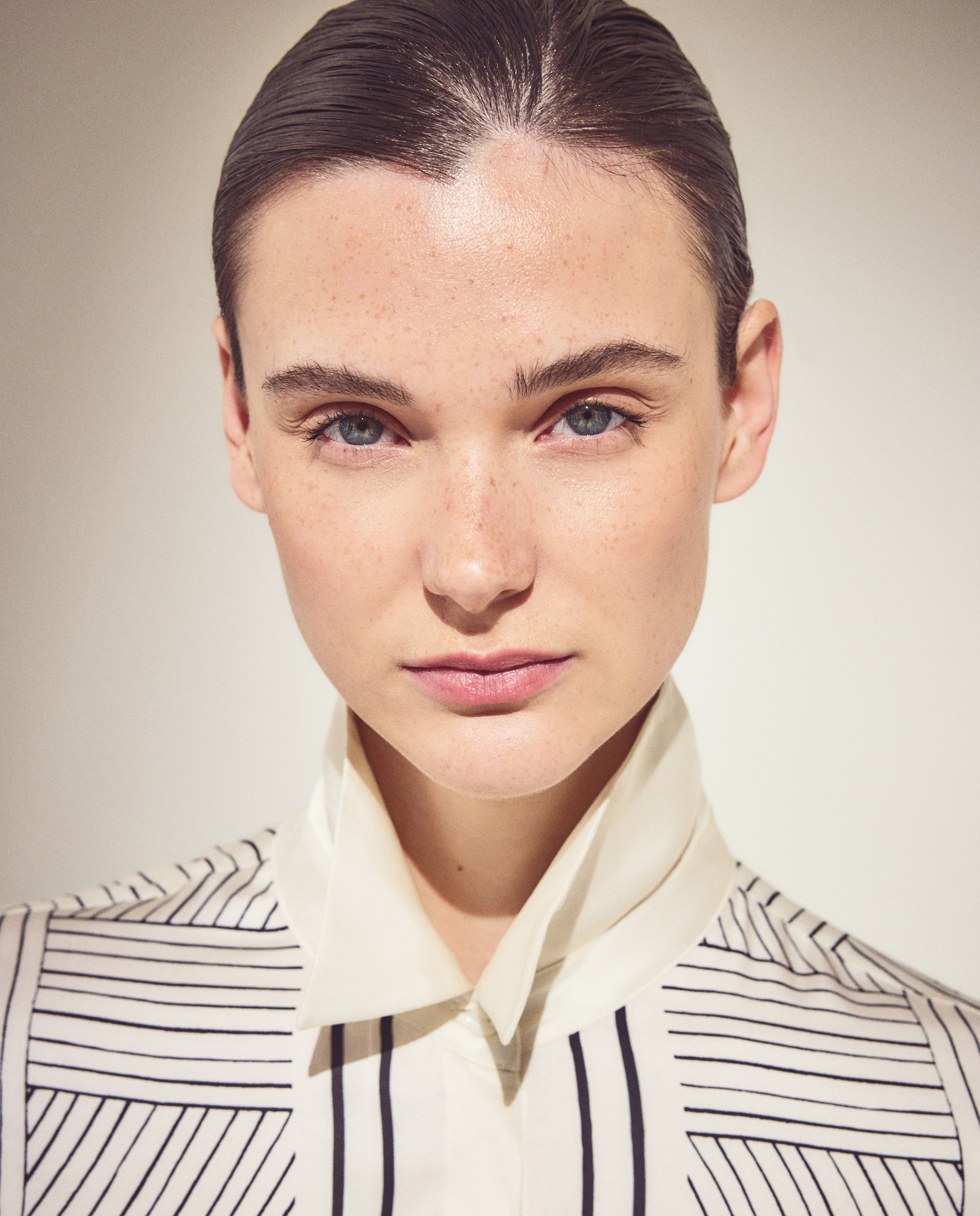 Blusa de Manga Comprida às Riscas Branco-3