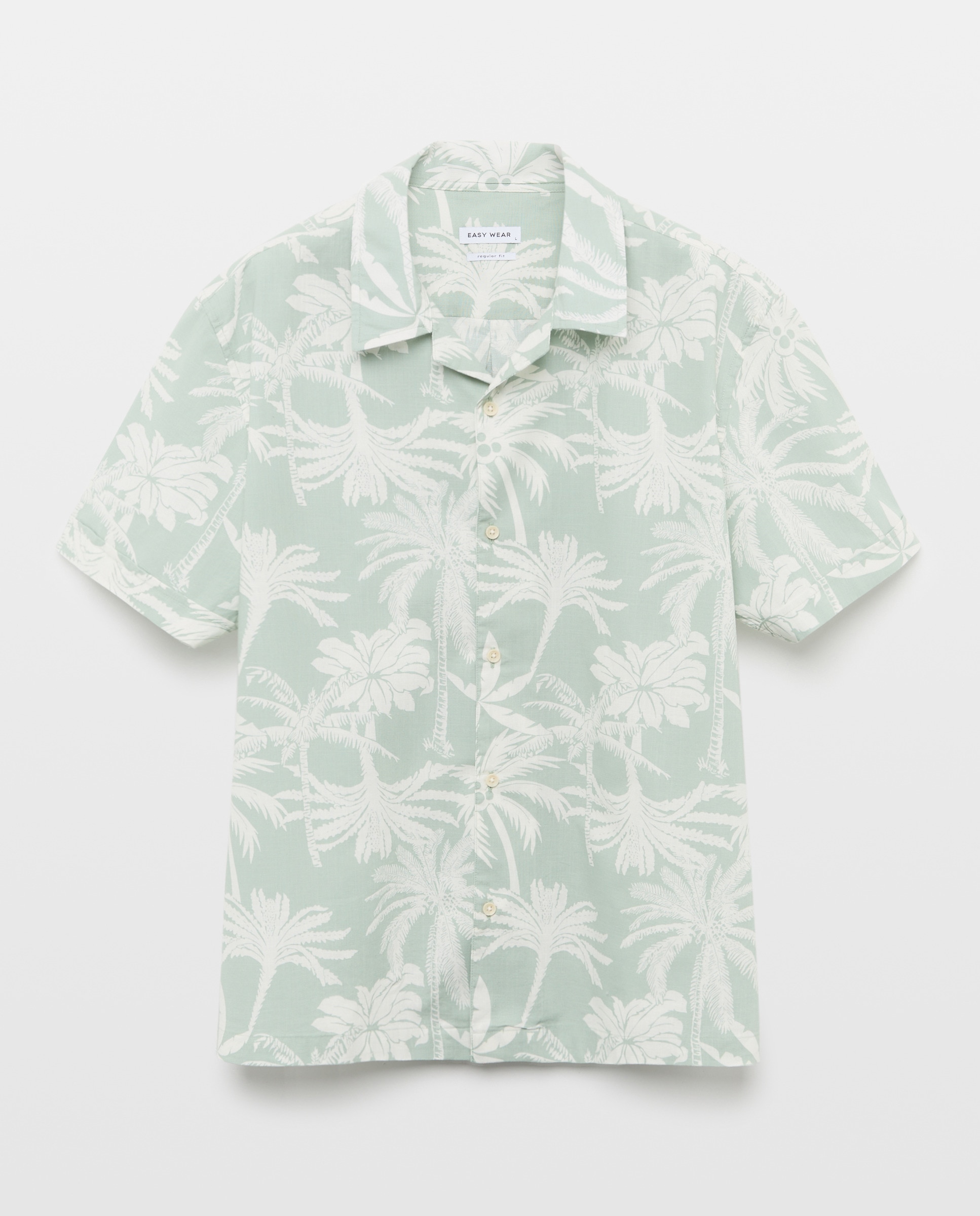 Camisa Bowling com Manga Curta e Estampado de Folhas Verde-4