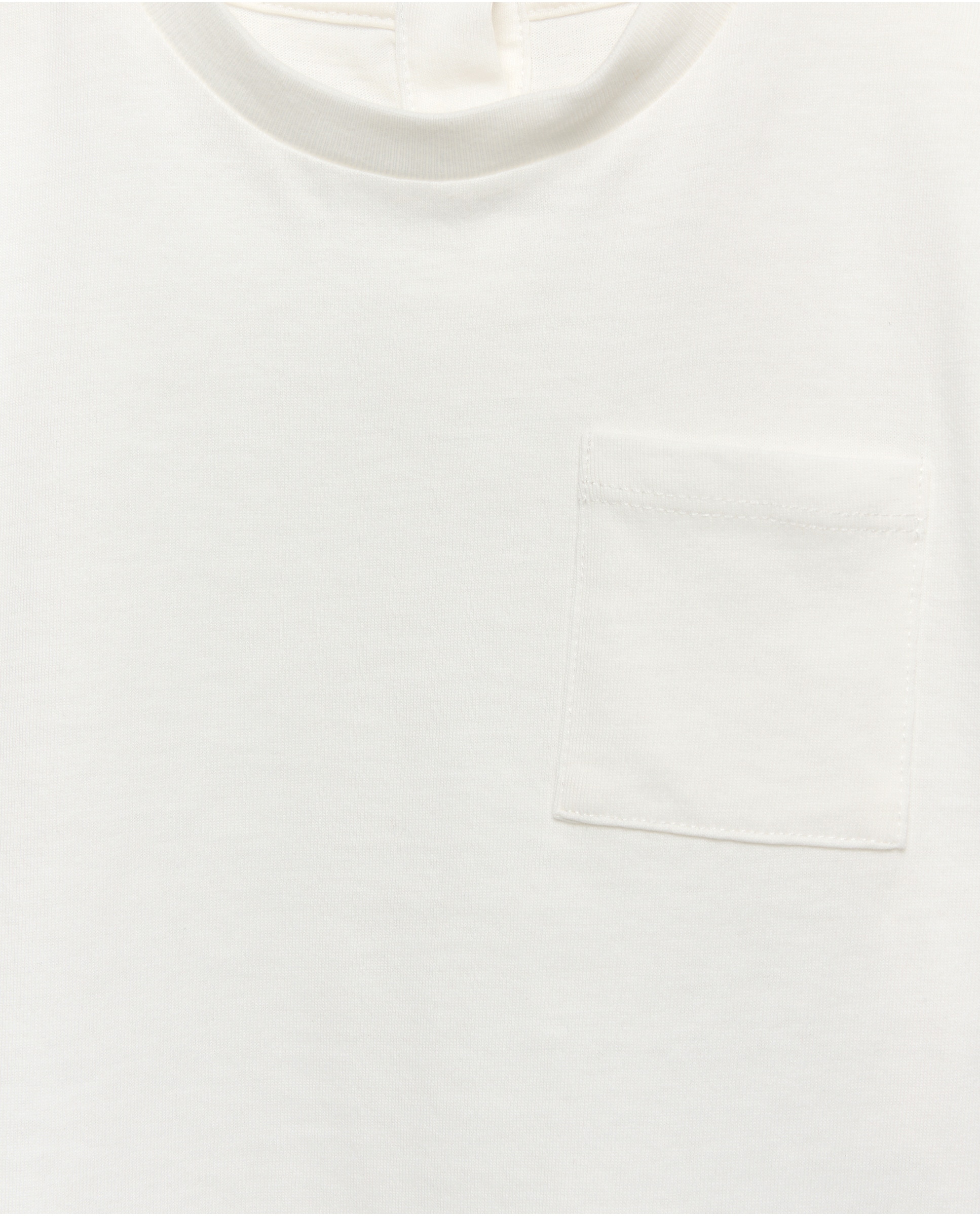 Camiseta de bebé lisa bolsillo manga corta Blanco-3