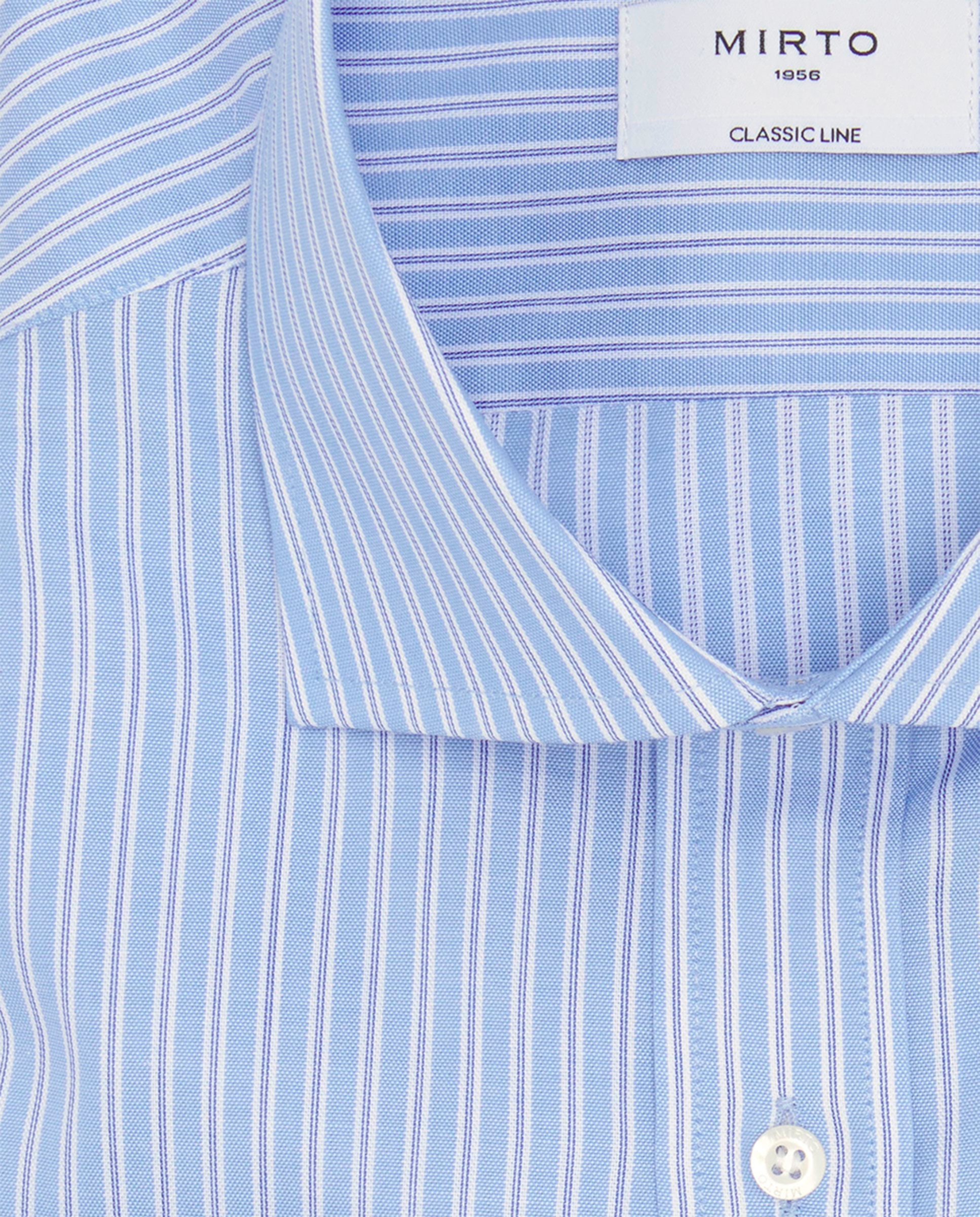 Camisa Clássica às Riscas com Manga Comprida Tamanhos Grandes Azul-4
