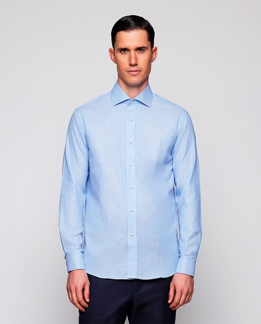 Imagem 0 de Camisa Clássica às Riscas com Manga Comprida Tamanhos Grandes