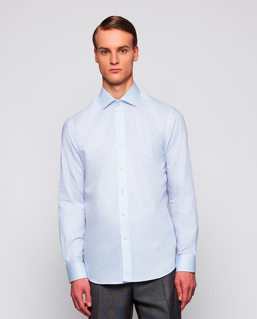 Imagem 0 de Camisa Clássica aos Quadrados com Colarinho com Botões Tamanhos Grandes