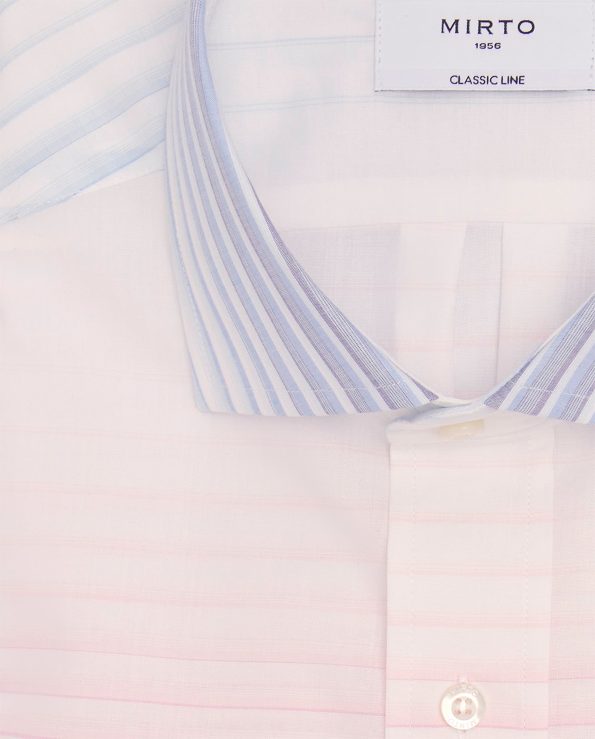 Camisa de Manga Comprida com Risca Horizontal Tamanhos Grandes Rosa-4