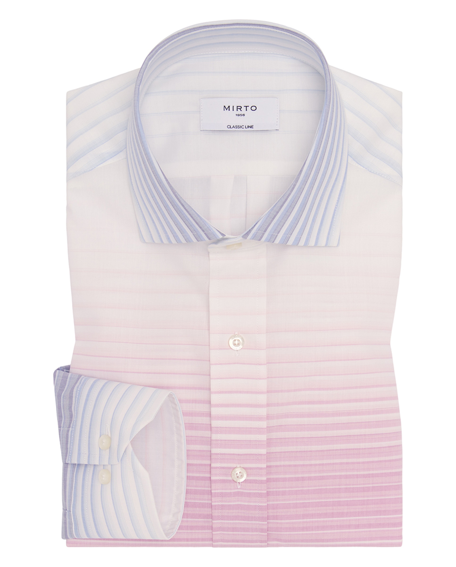 Camisa de Manga Comprida com Risca Horizontal Tamanhos Grandes Rosa-3
