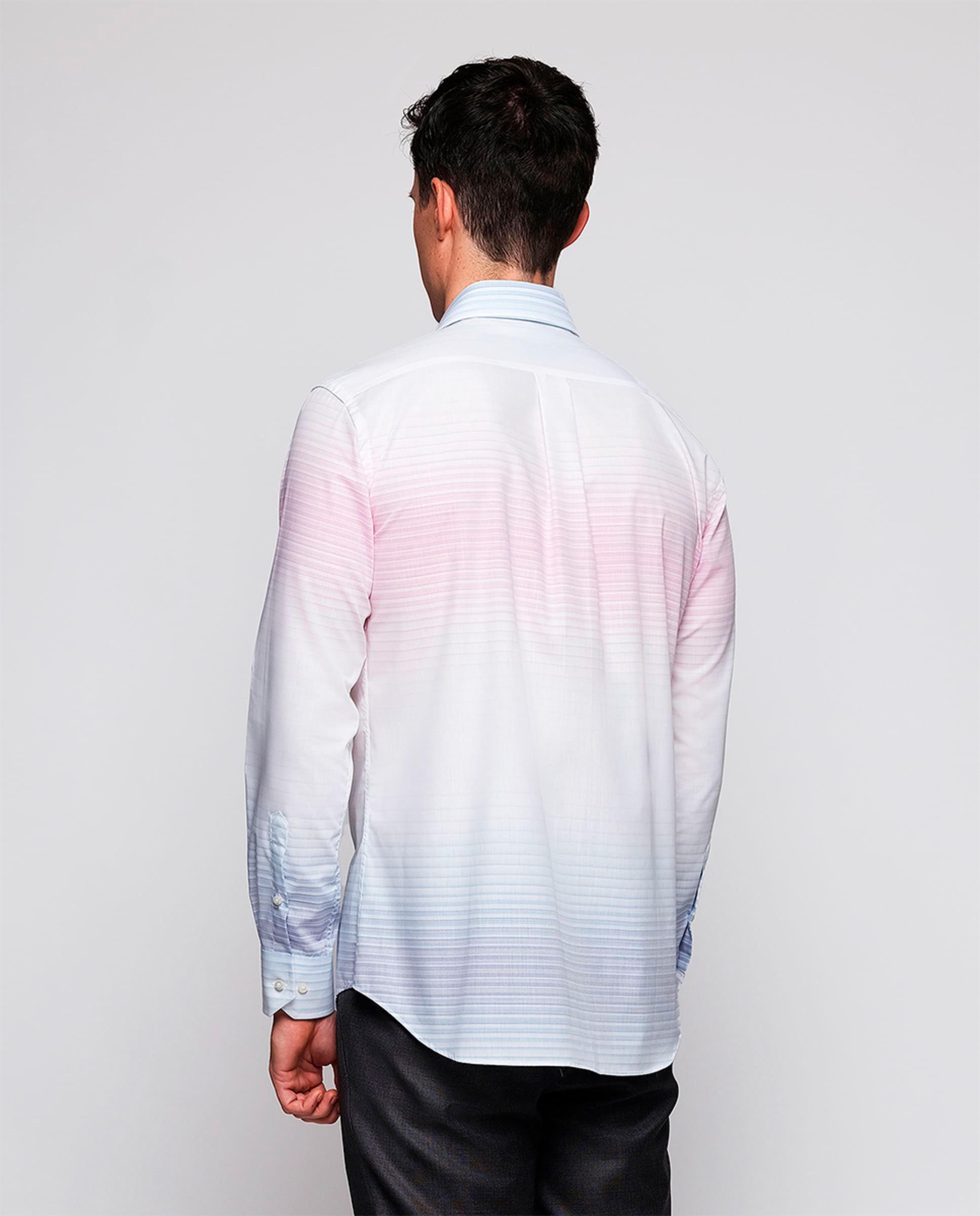 Camisa de Manga Comprida com Risca Horizontal Tamanhos Grandes Rosa-2