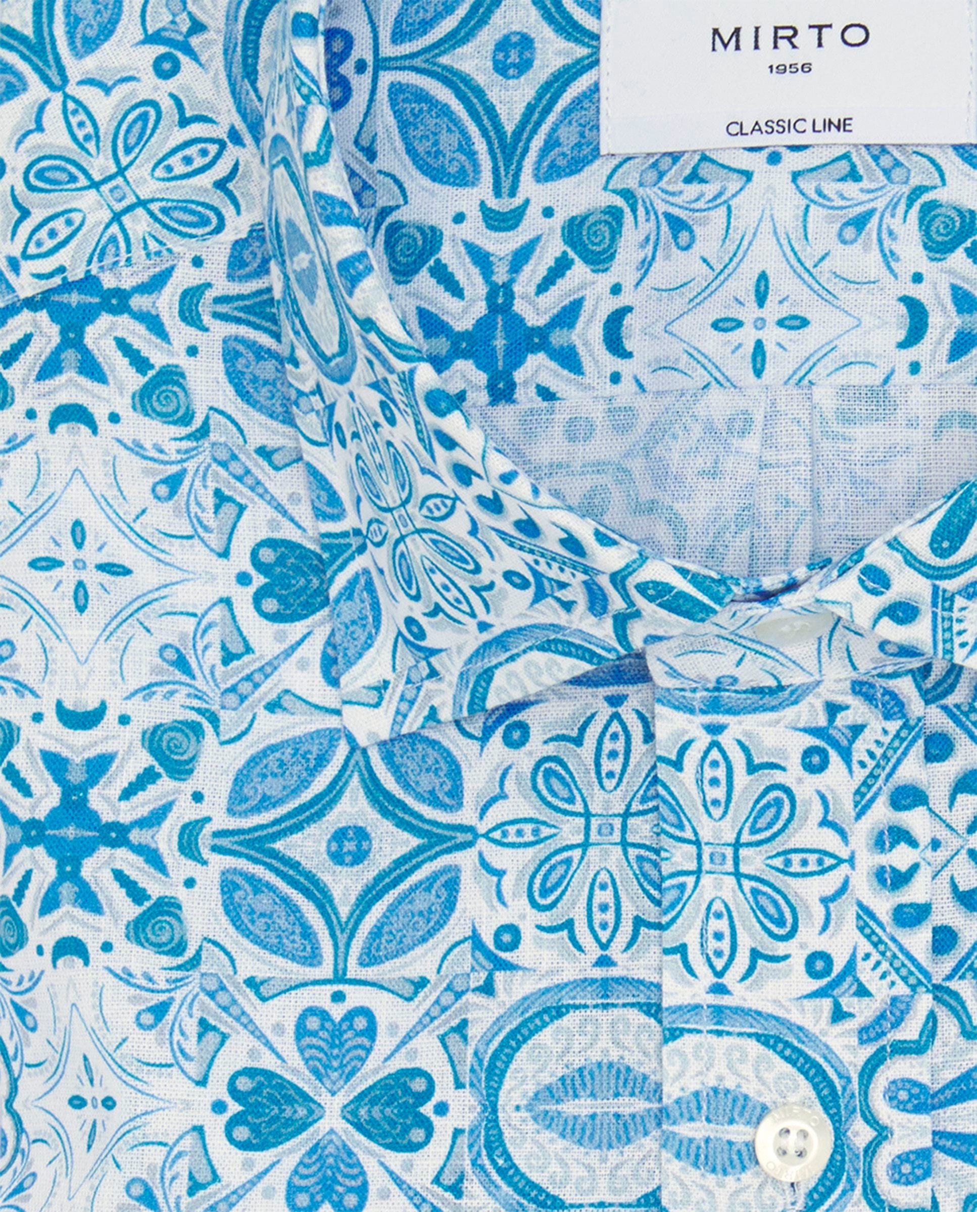 Camisa de Manga Comprida com Estampado Patch Tamanhos Grandes Azul-4
