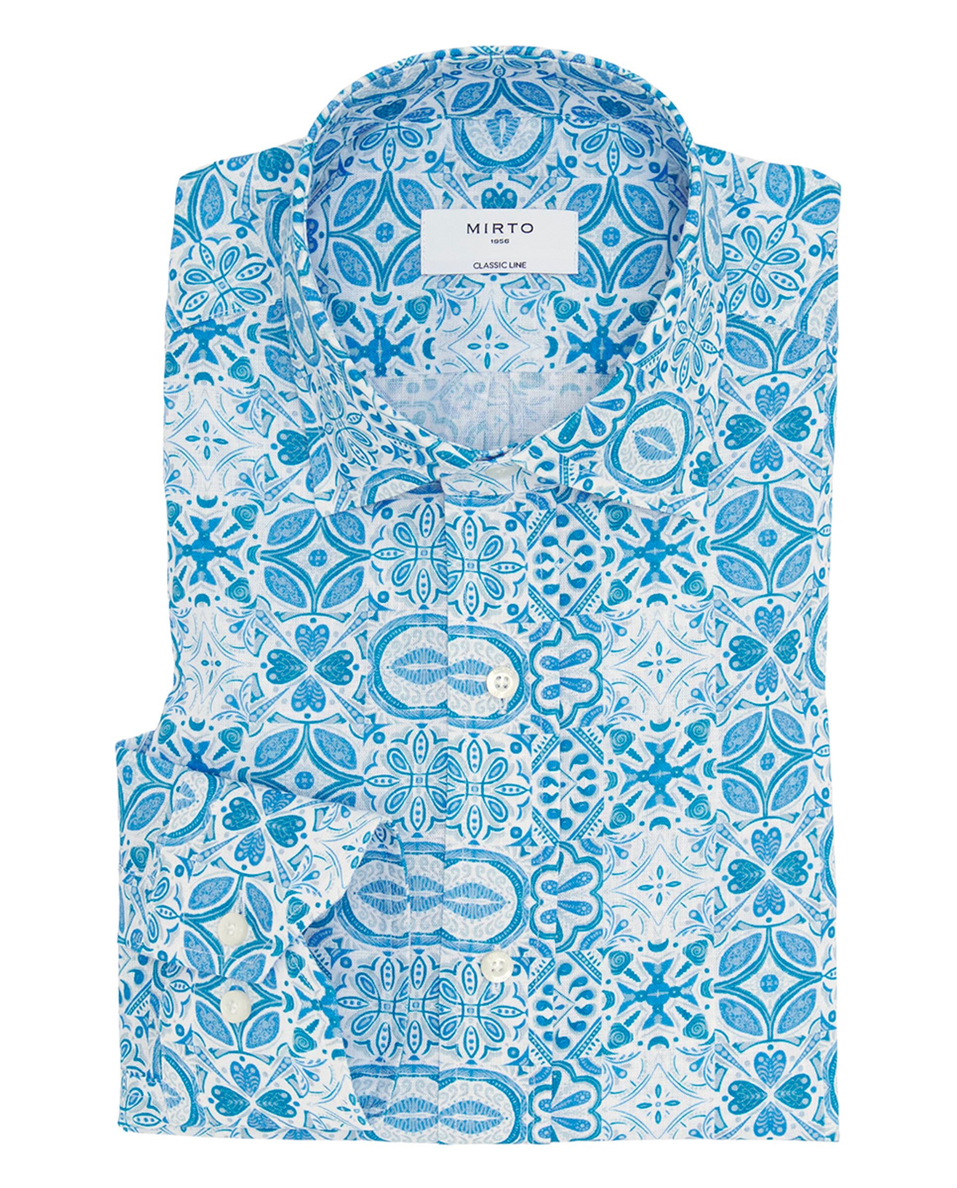 Camisa de Manga Comprida com Estampado Patch Tamanhos Grandes Azul-3