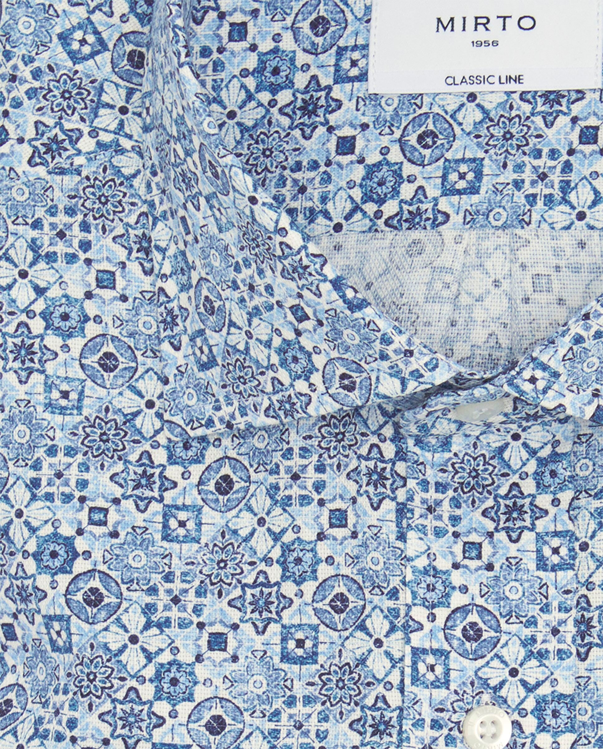 Camisa de Manga Comprida com Estampado Patch Tamanhos Grandes Azul-4