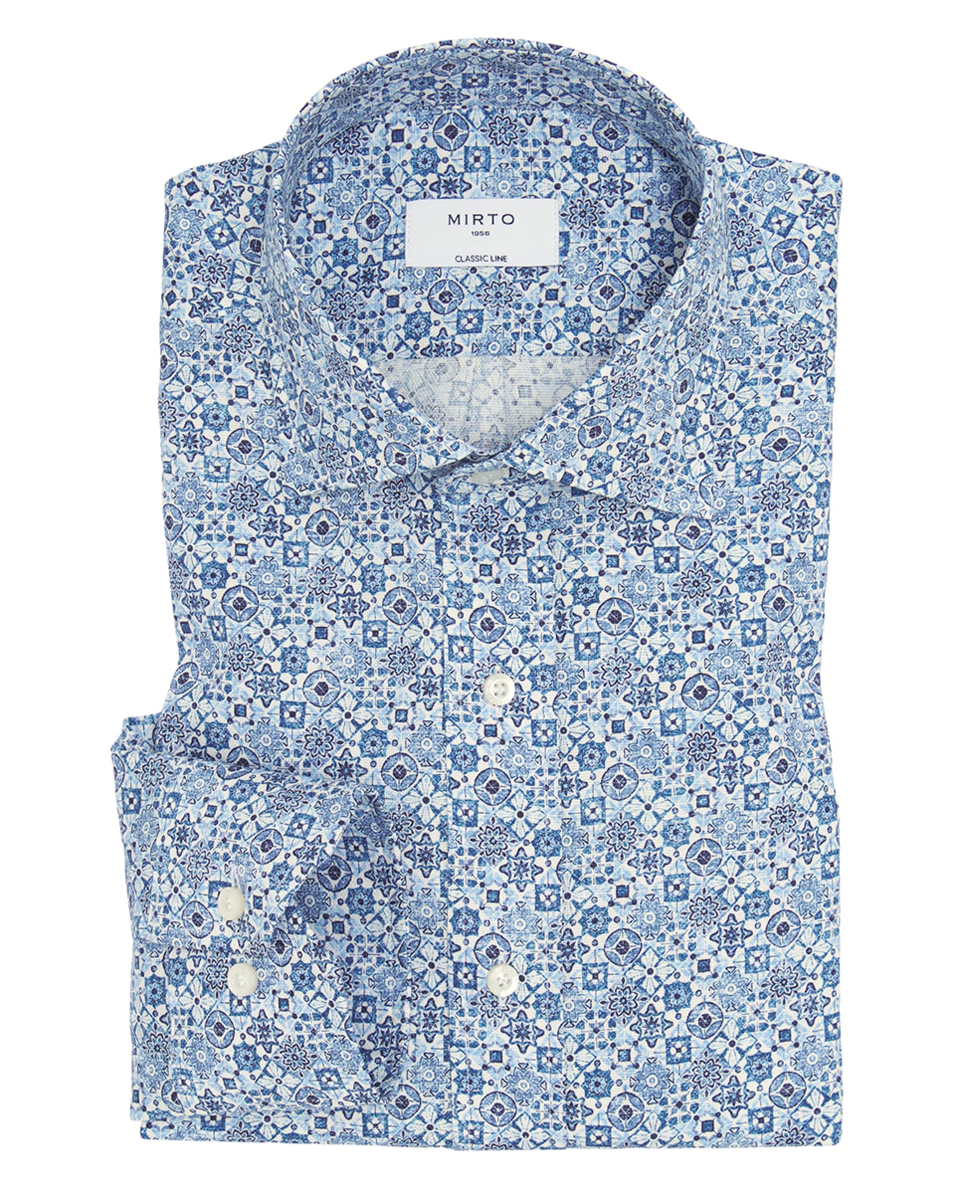Camisa de Manga Comprida com Estampado Patch Tamanhos Grandes Azul-3