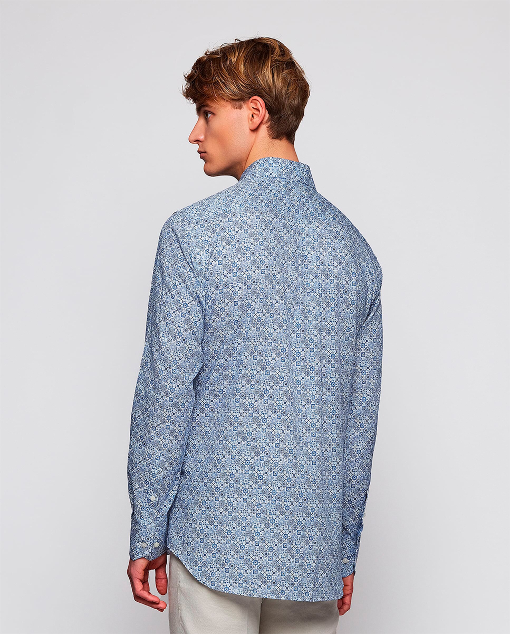 Camisa de Manga Comprida com Estampado Patch Tamanhos Grandes Azul-2