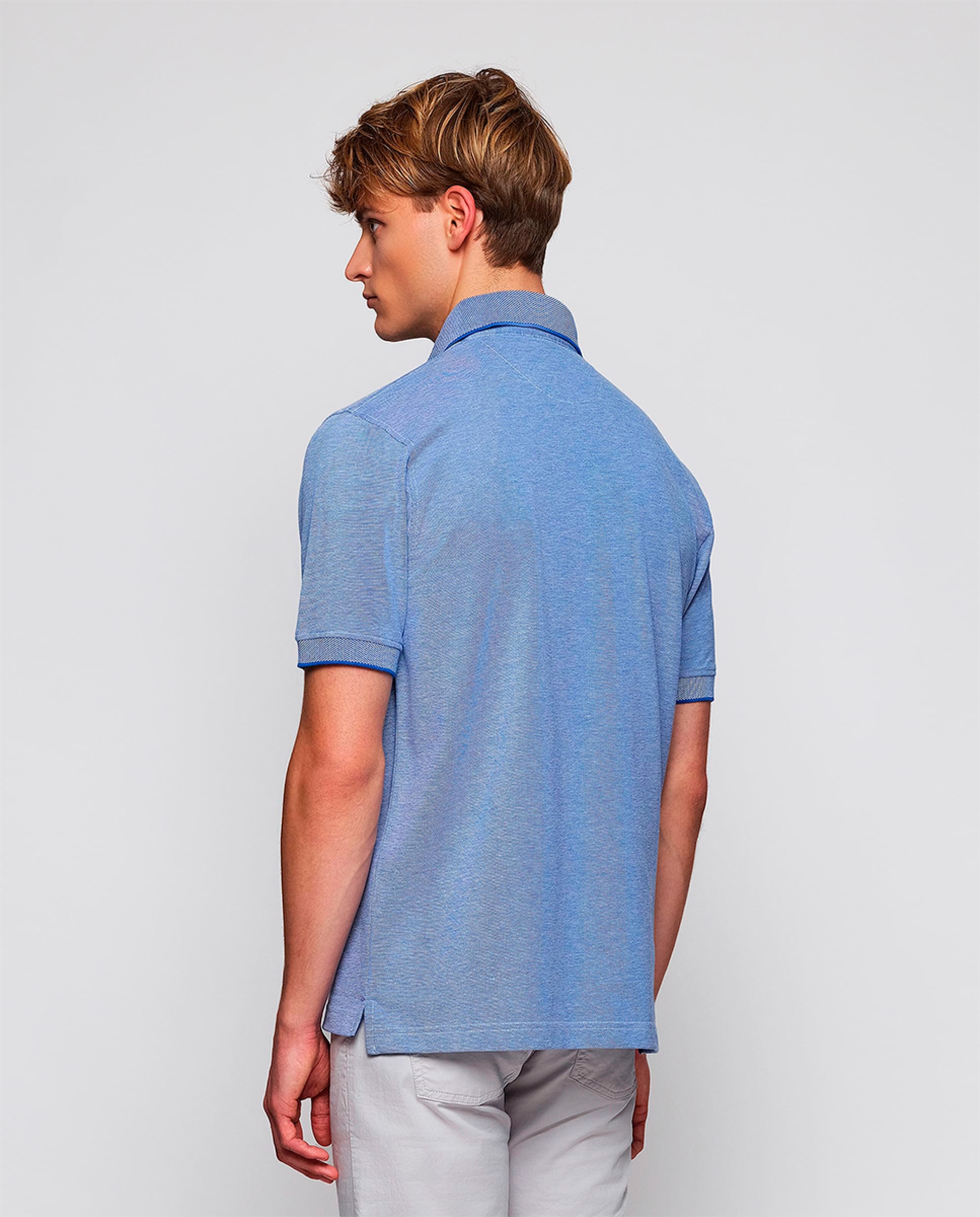 Polo Piqué de Manga Curta com Bolso Tamanhos Grandes Azul-índigo-2