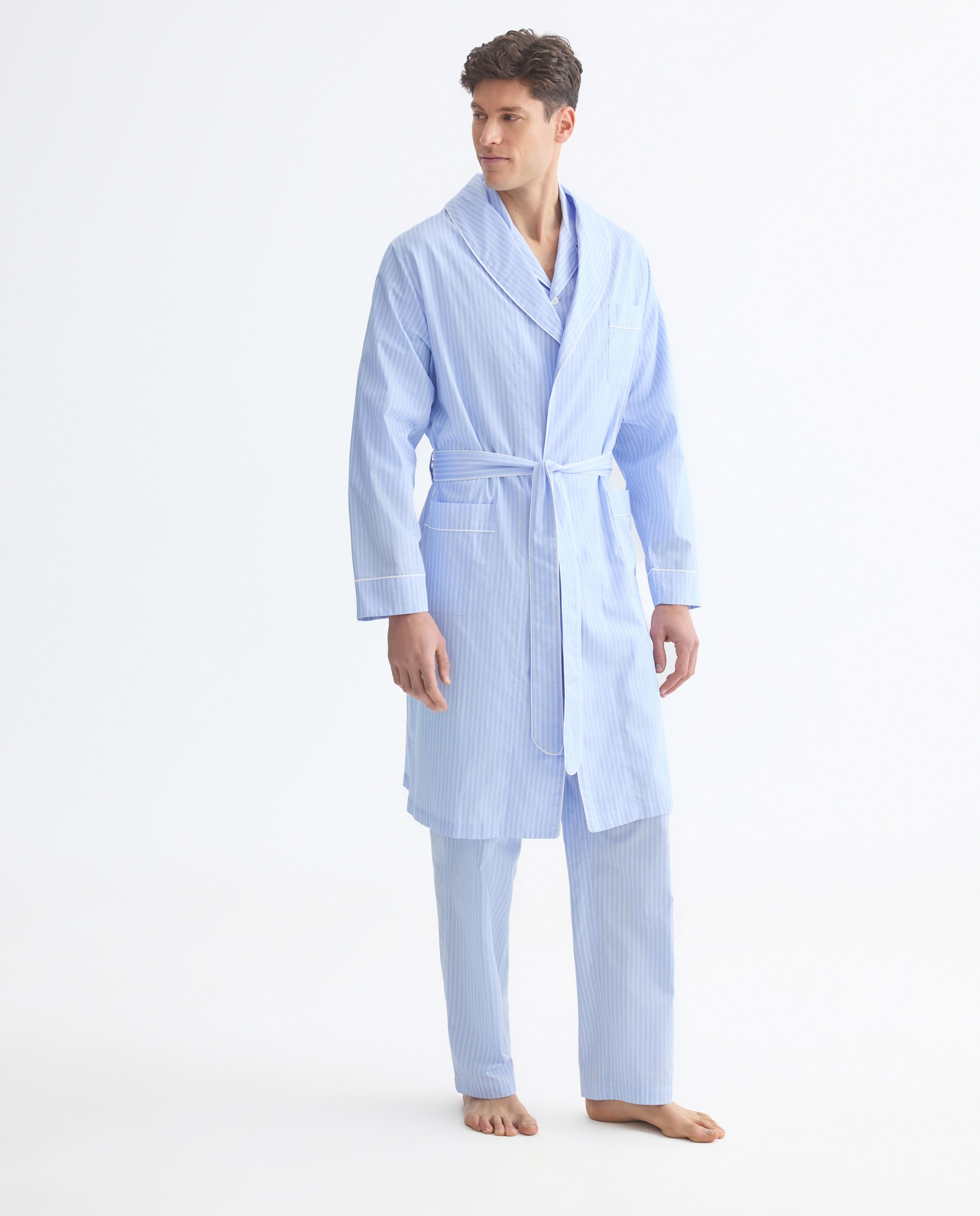 Robe de Popelina às Riscas 400 Azul-1