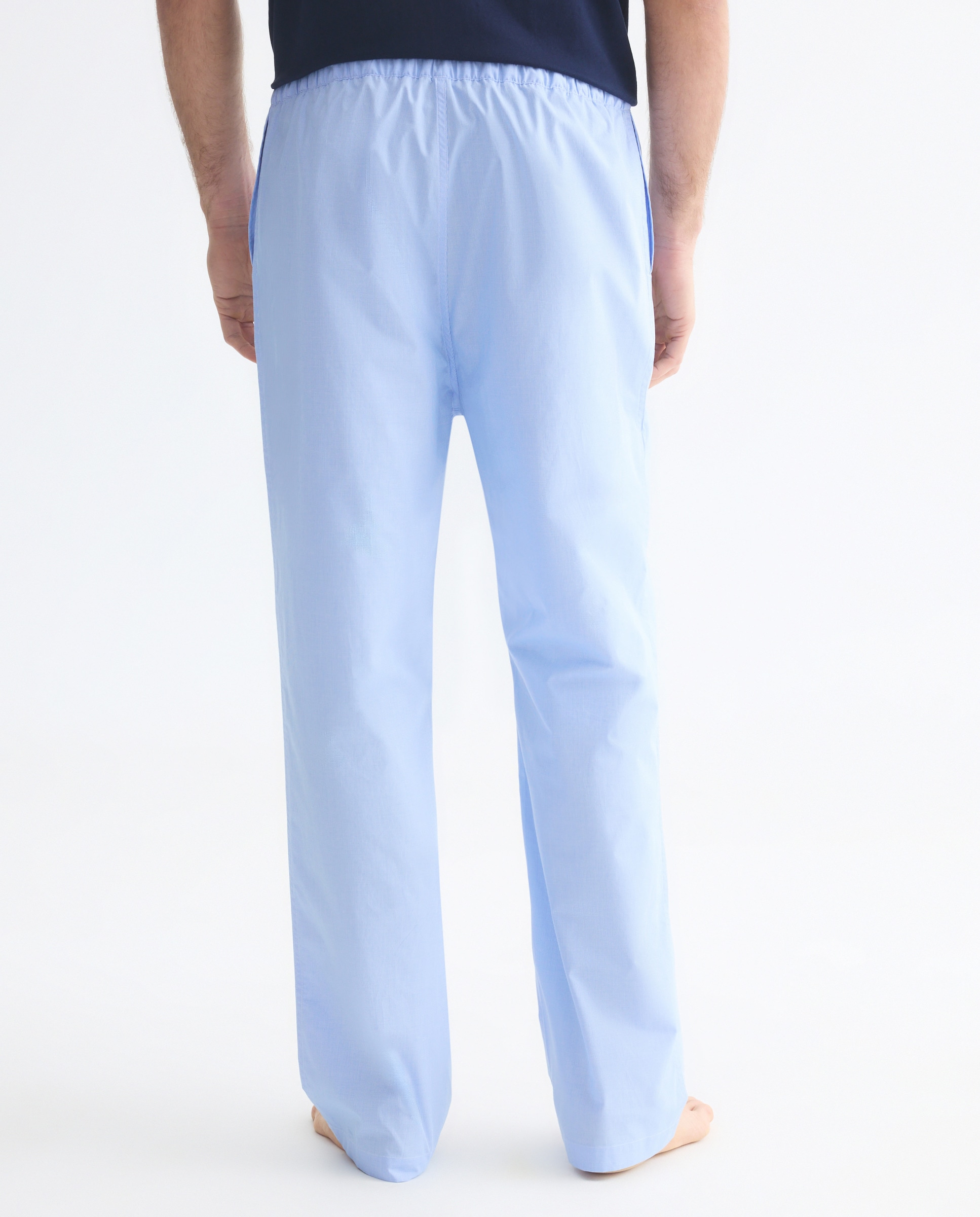 Calças de Pijama em Popelina de Algodão 400 Azul-3