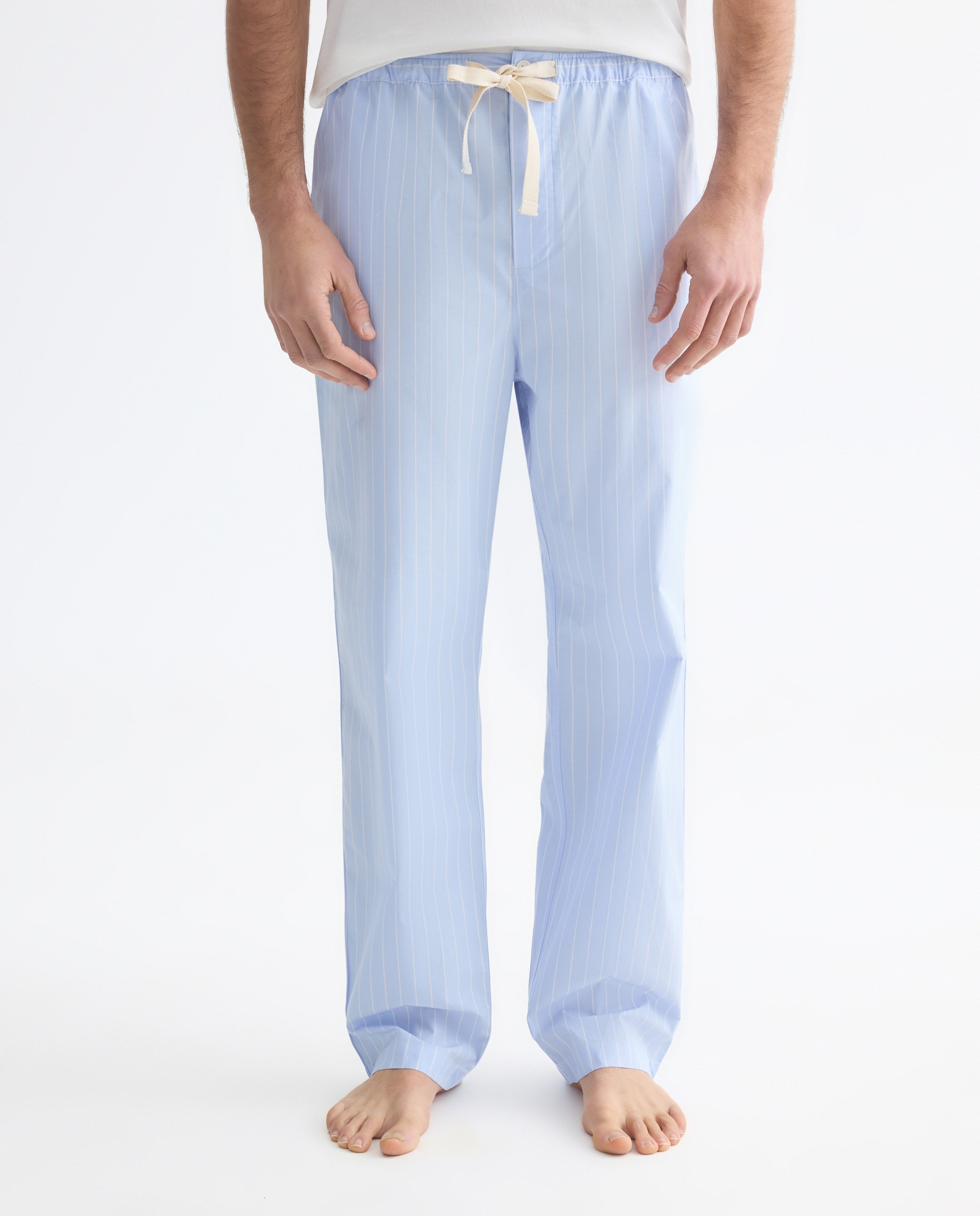 Calças de Pijama em Popelina de Algodão 400 Azul-2