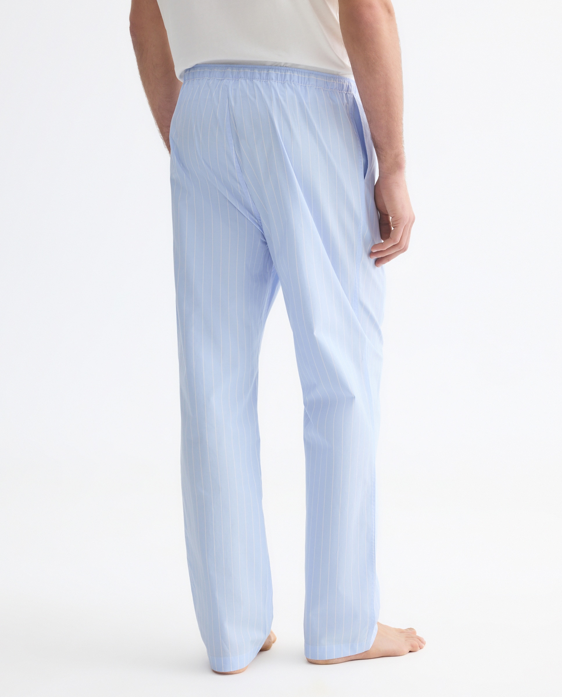 Calças de Pijama em Popelina de Algodão 400 Azul-3