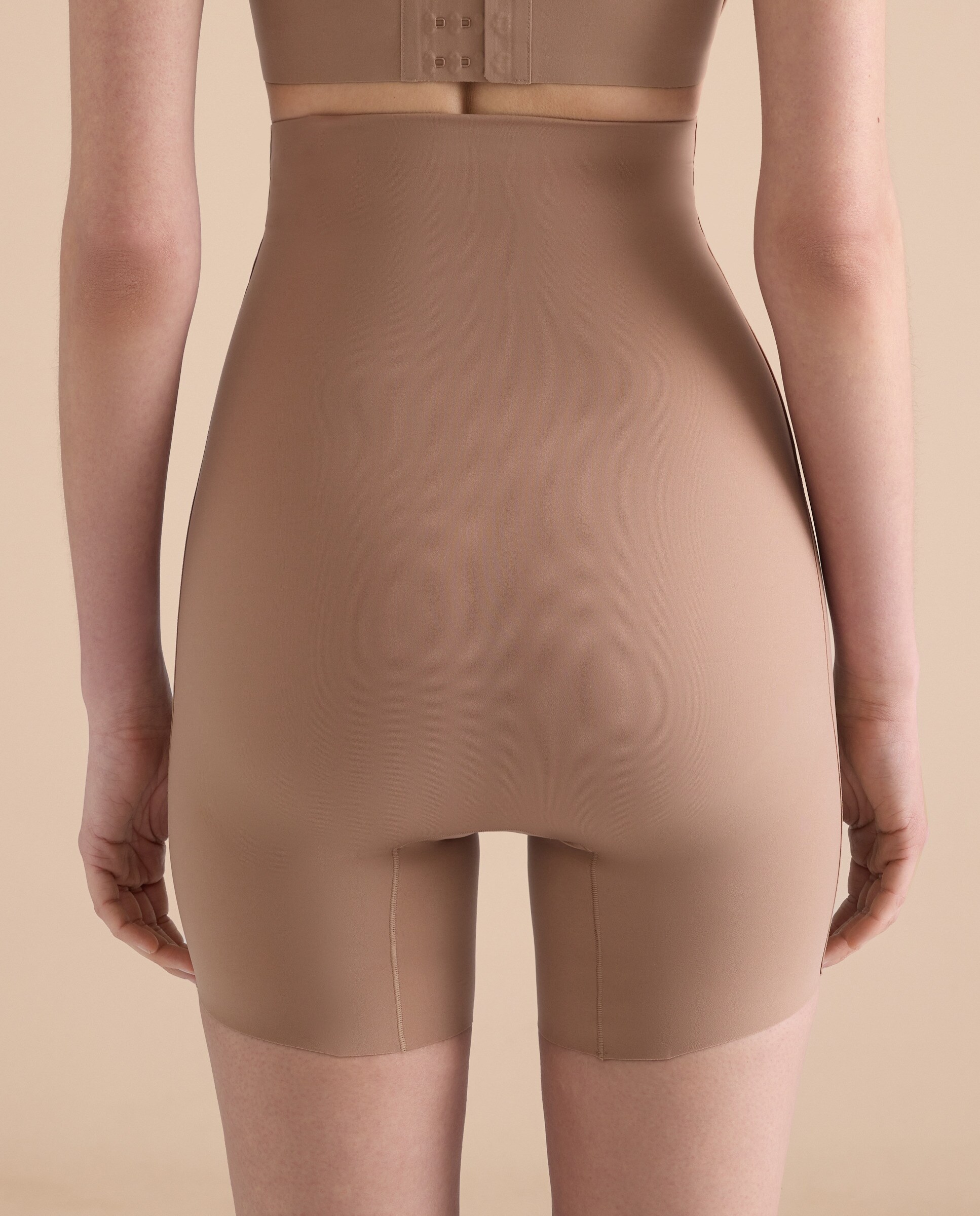 Pantalón de mujer de talle alto moldeador - Énfasis - Tostado Tostado-3