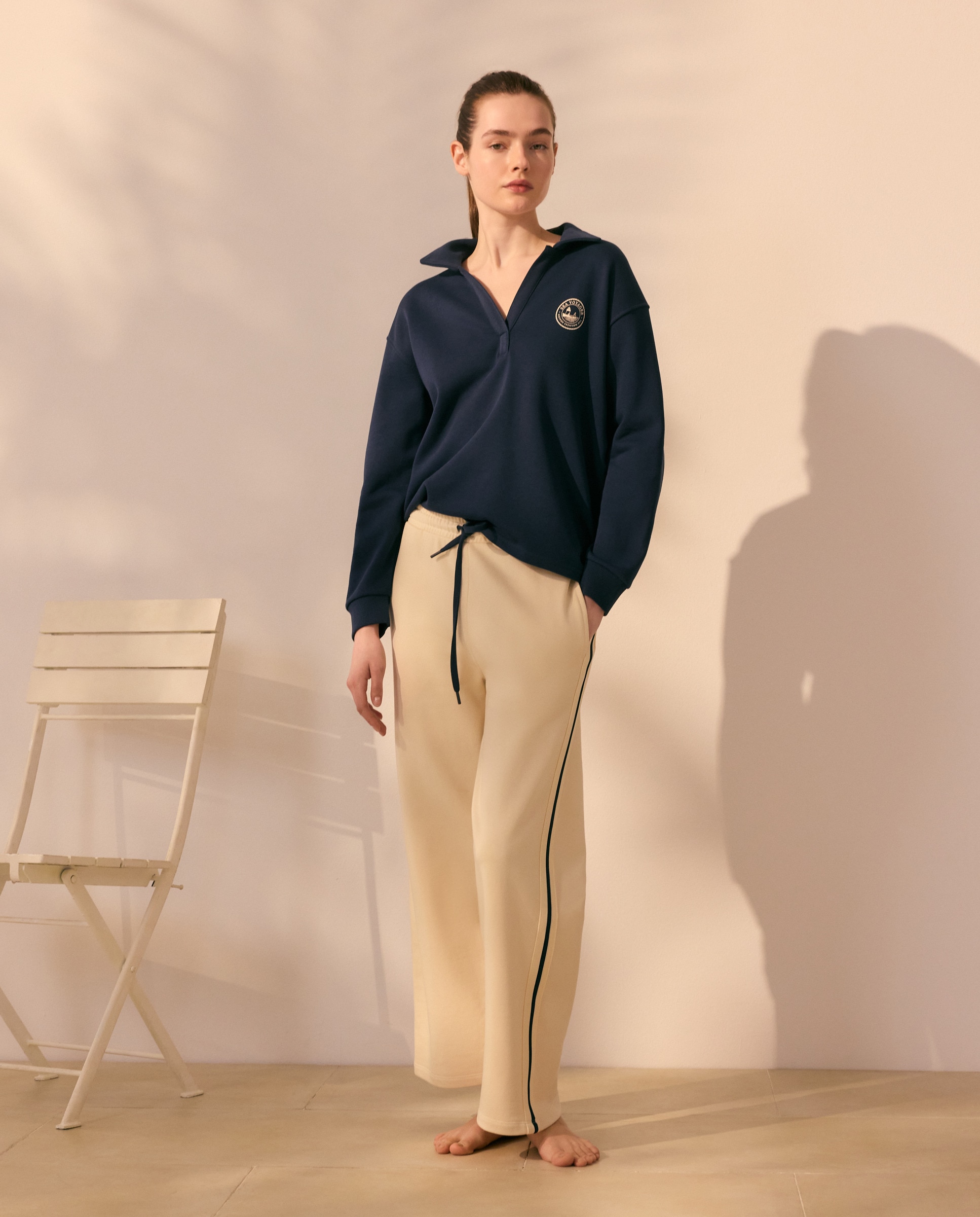 Polo Liso com Detalhes nas Mangas Azul-marinho-2