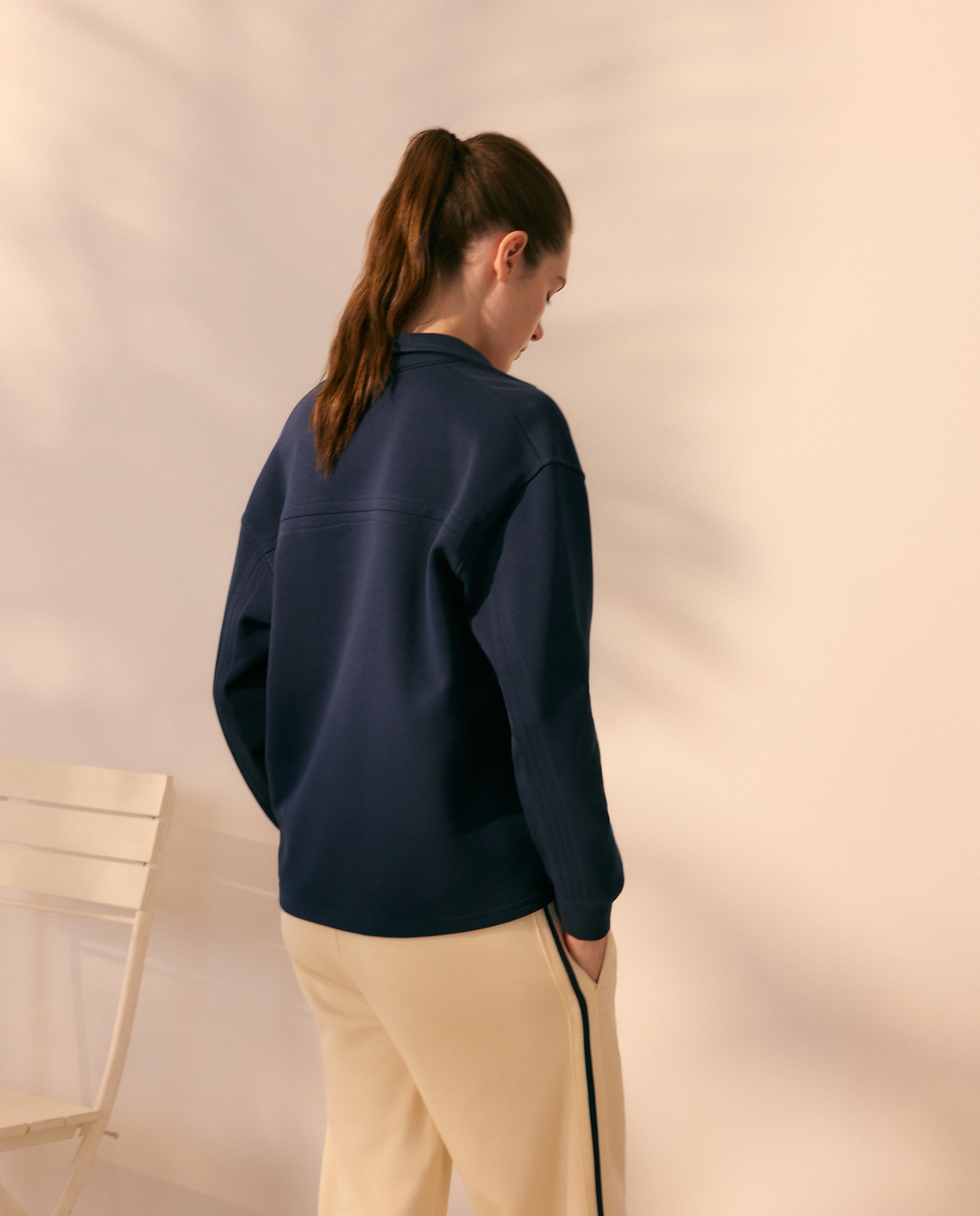 Polo Liso com Detalhes nas Mangas Azul-marinho-3