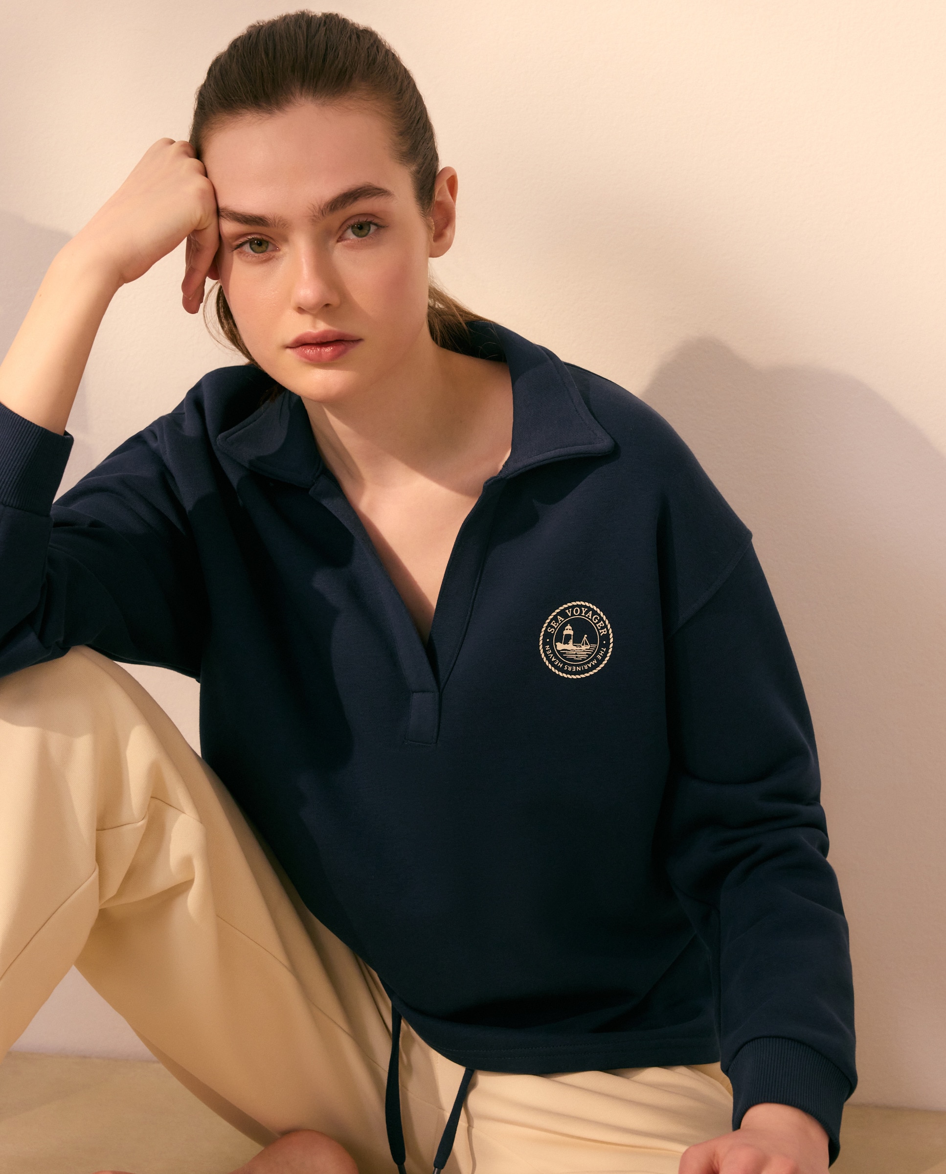 Polo Liso com Detalhes nas Mangas Azul-marinho-4