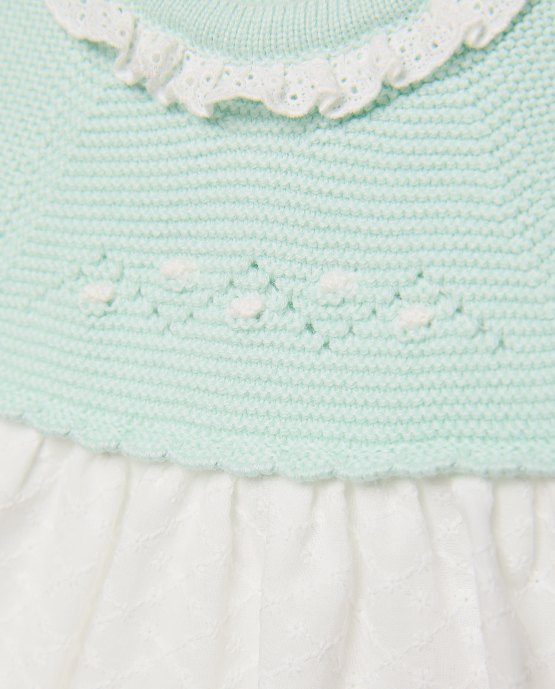 Babygrow de Tricot de Bebé com Manga Curta e Bordado Suíço Coconut El Corte Inglés 582 Verde Água-3