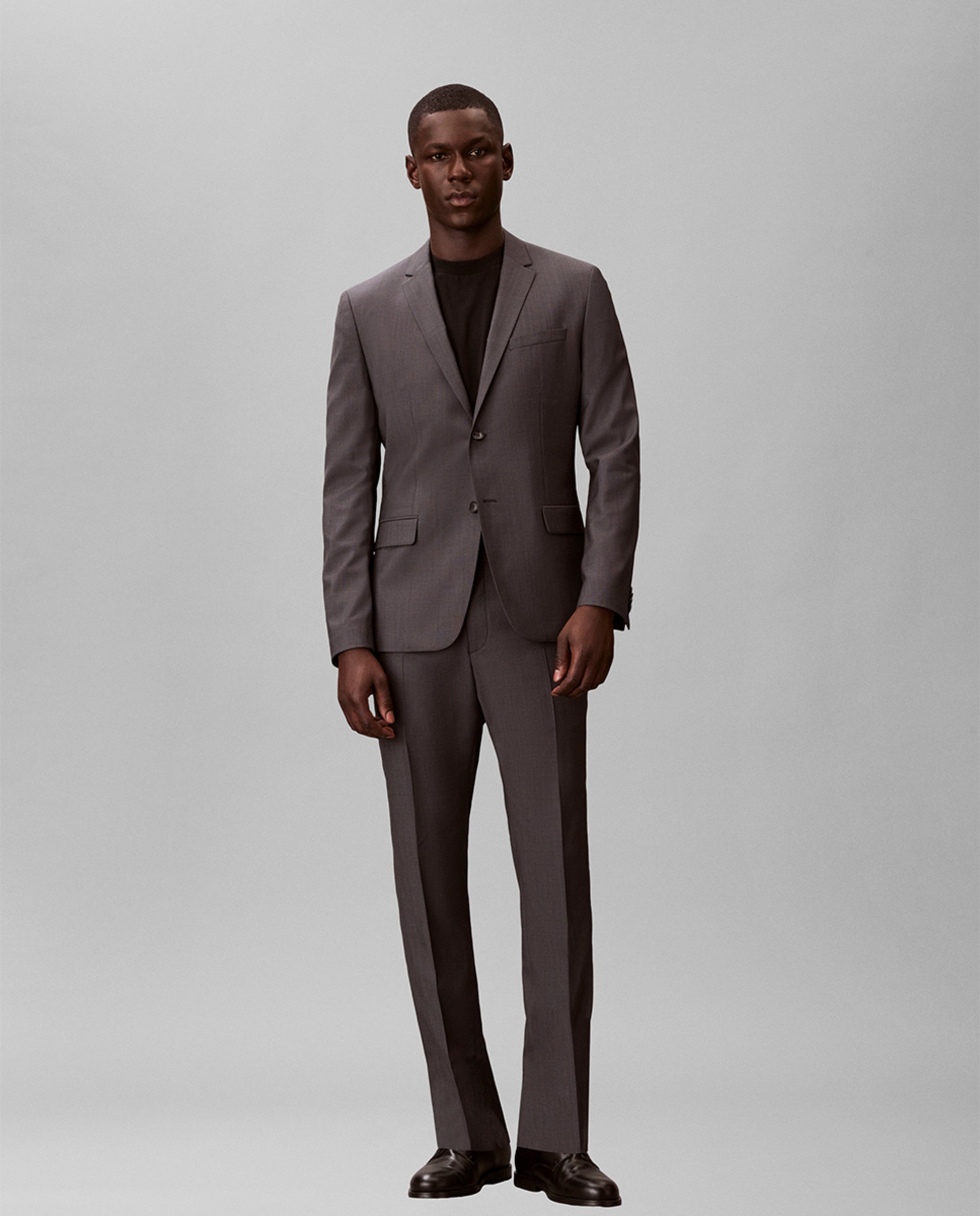 Blazer Justo aos Micro Quadrados Cinzento-escuro-5