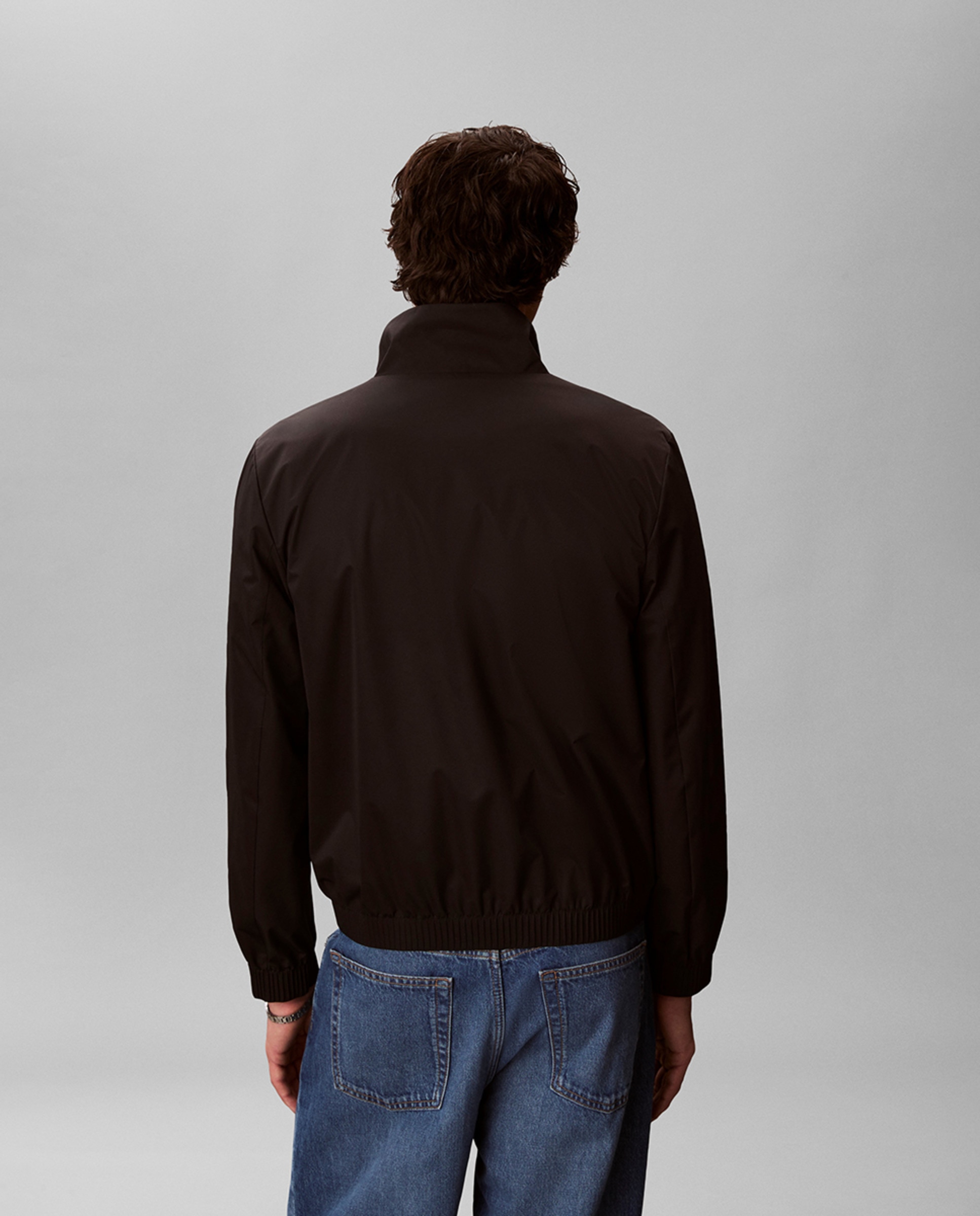 Casaco de Nylon com Gola Alta Preto-2