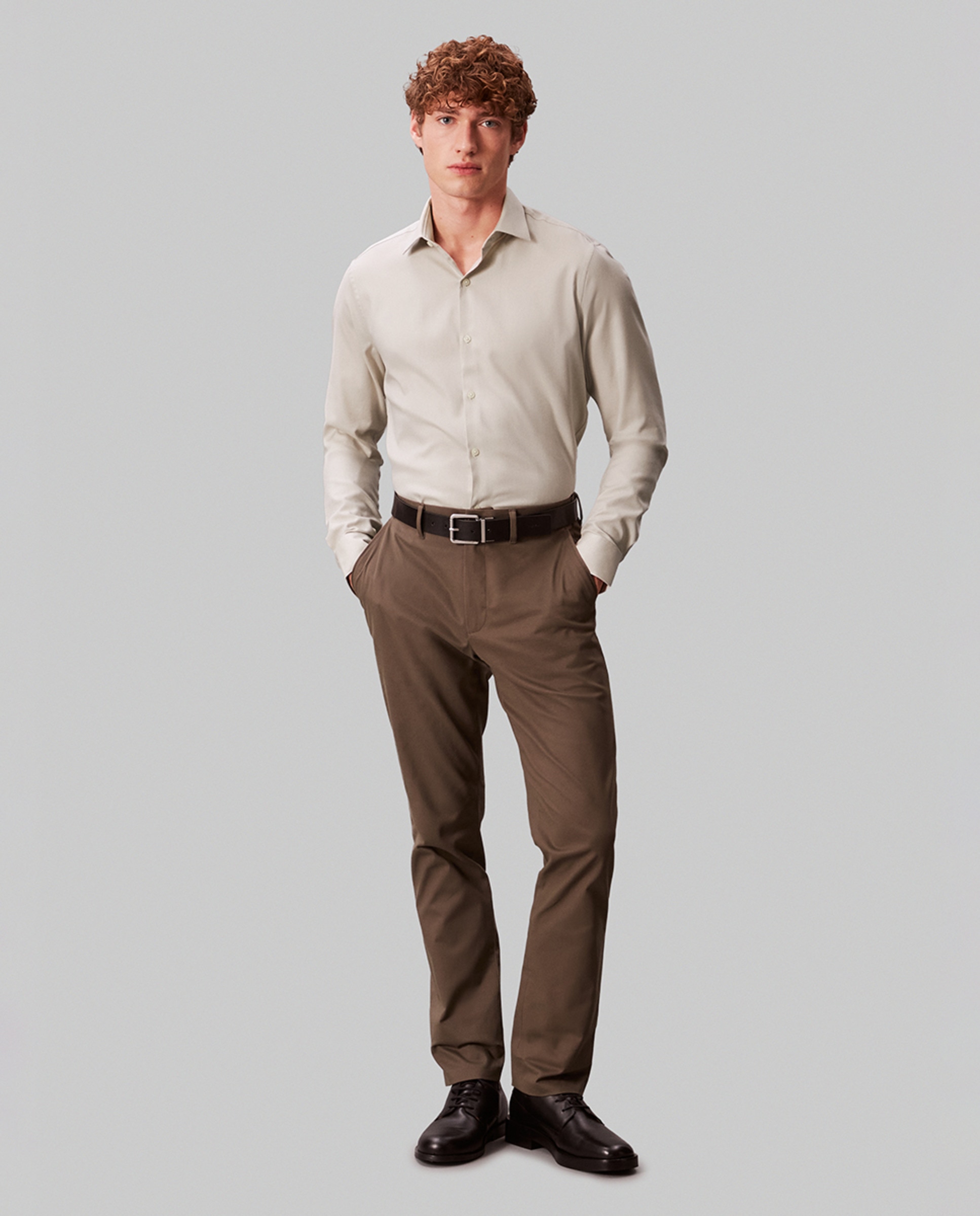 Camisa de Popelina Lisa Taupe-5