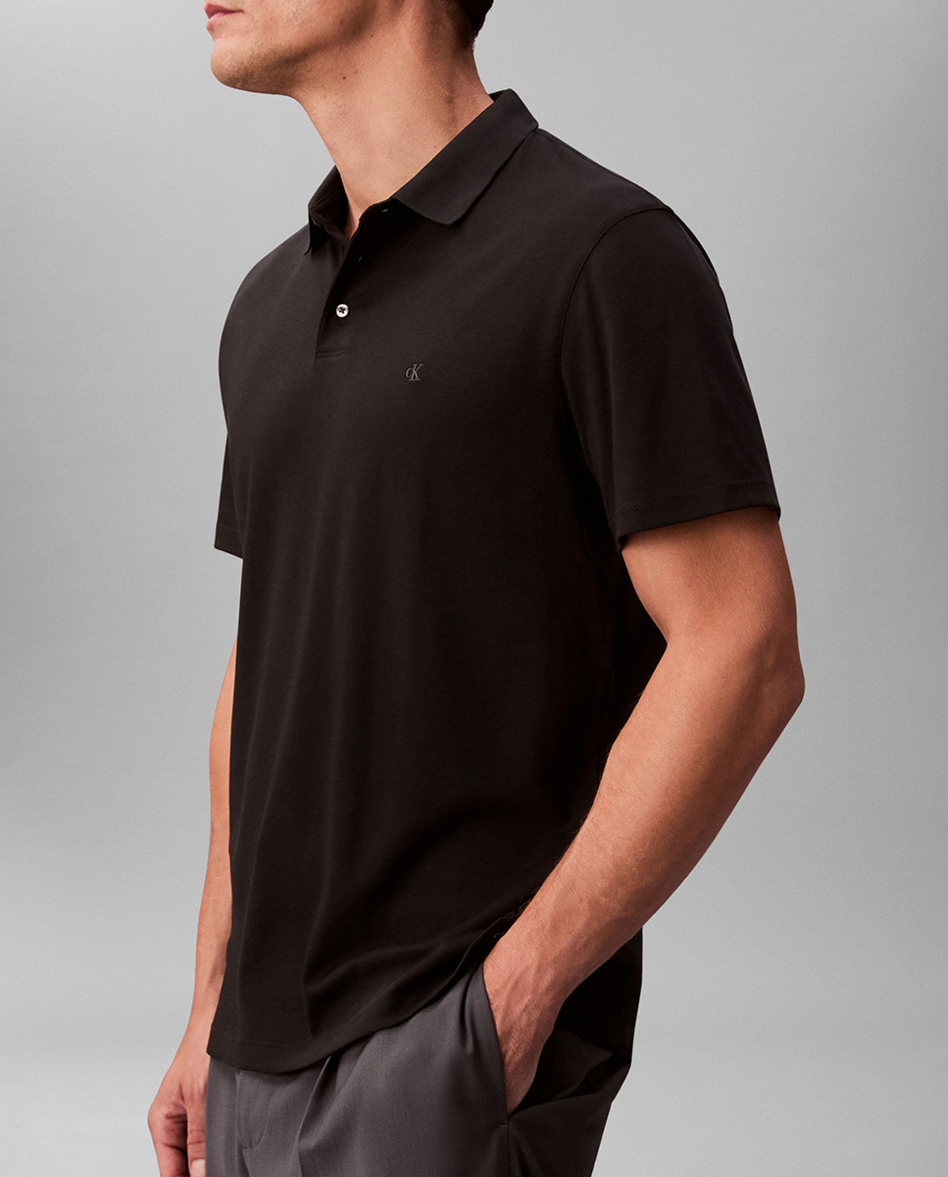 Polo de Algodão com Manga Curta Preto-3