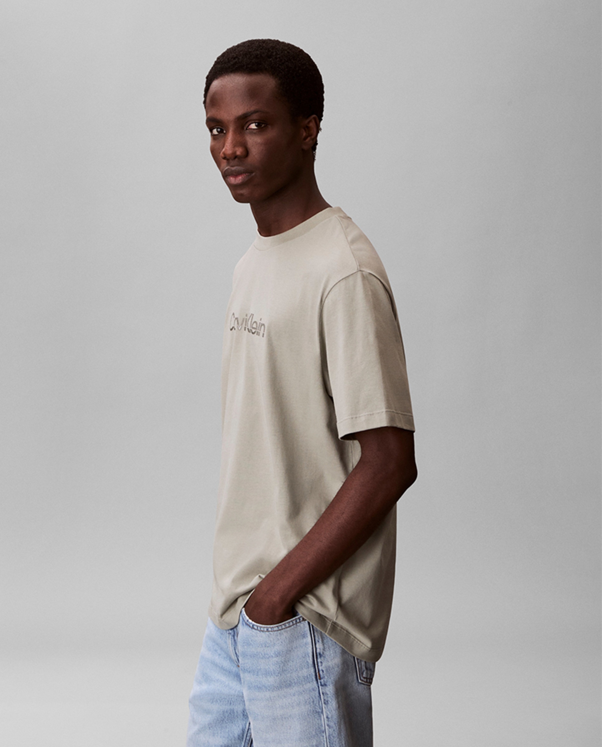 T-shirt com Logótipo Metalizado Cinzento-3