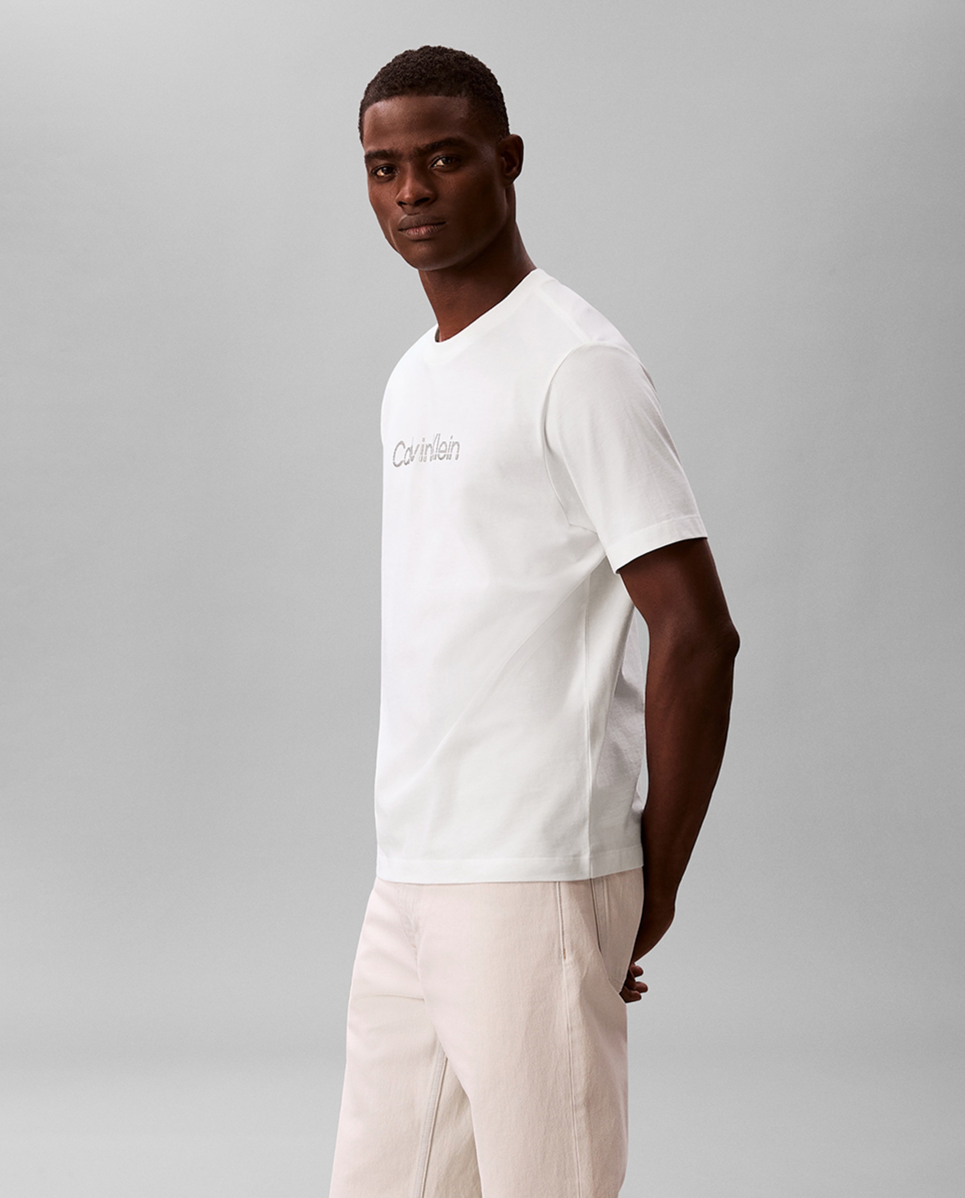 T-shirt com Logótipo Metalizado Branco-3