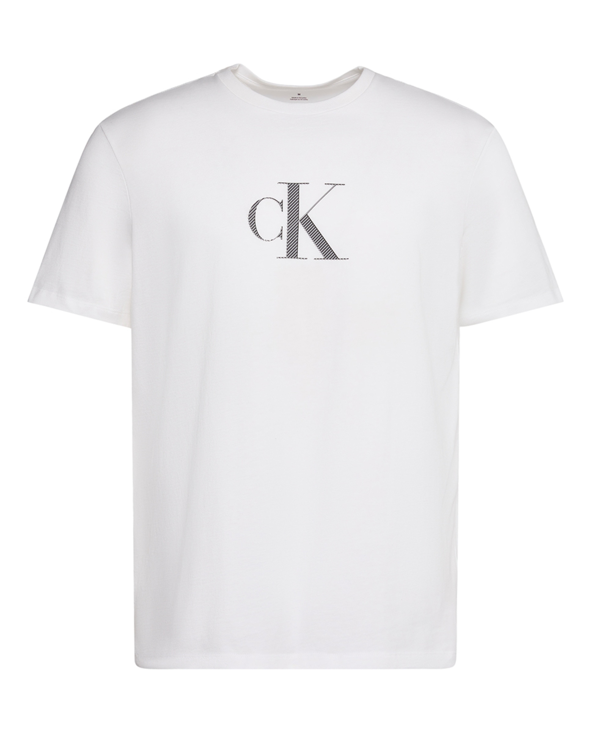 T-shirt com Logótipo às Riscas Branco-4