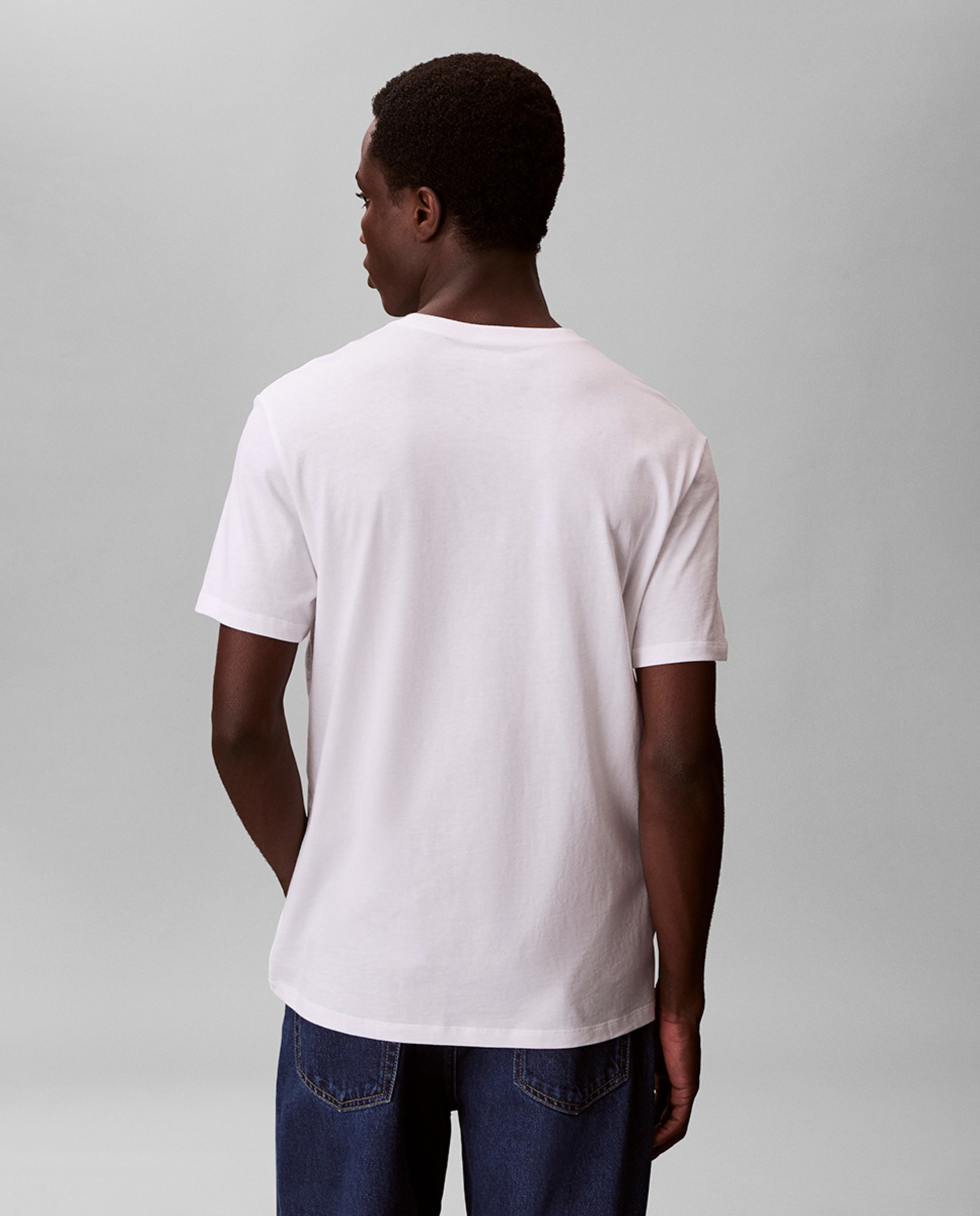 T-shirt com Logótipo às Riscas Branco-2