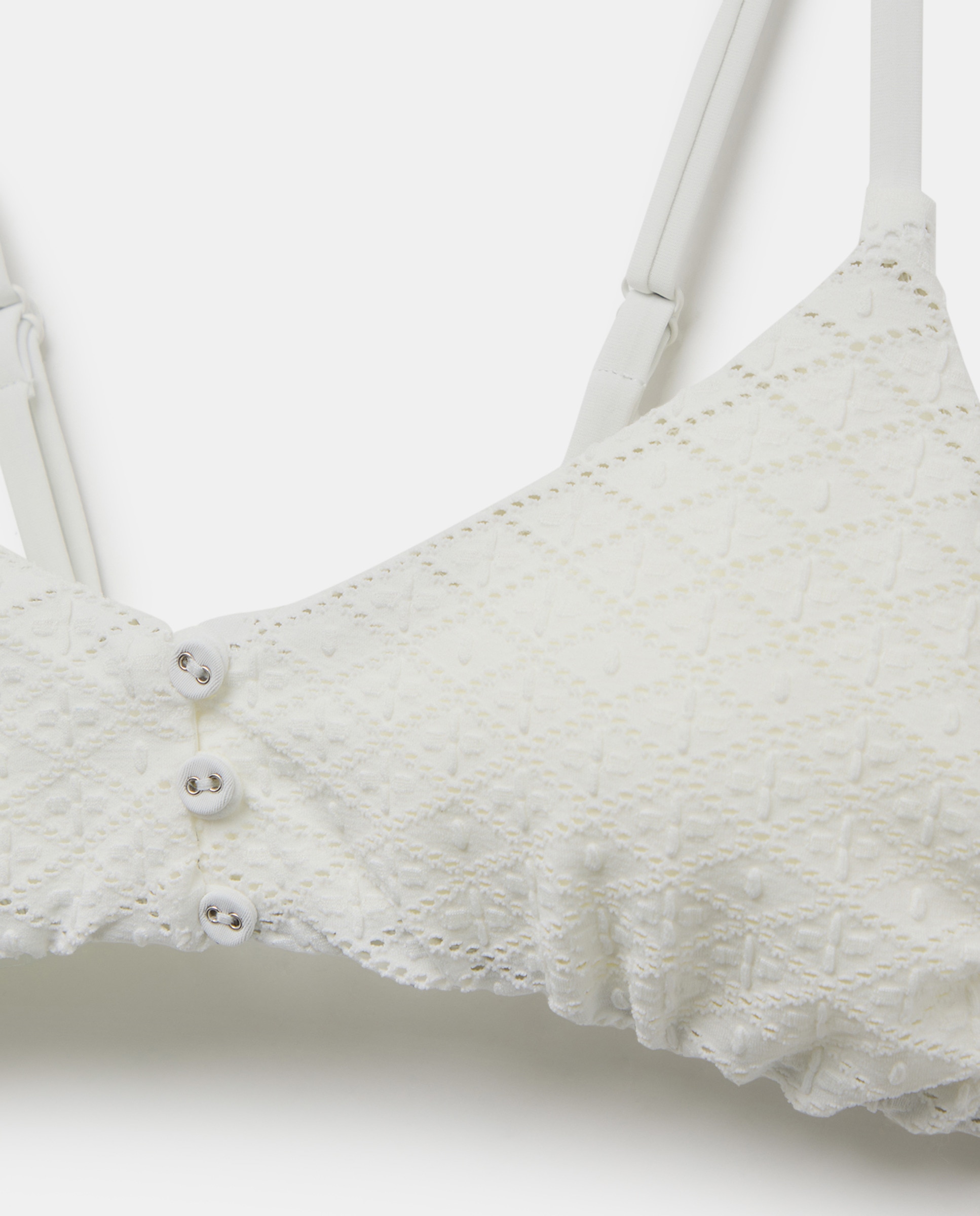 Top de Biquíni com Bordado e Detalhe de Botões Branco-marfim-5