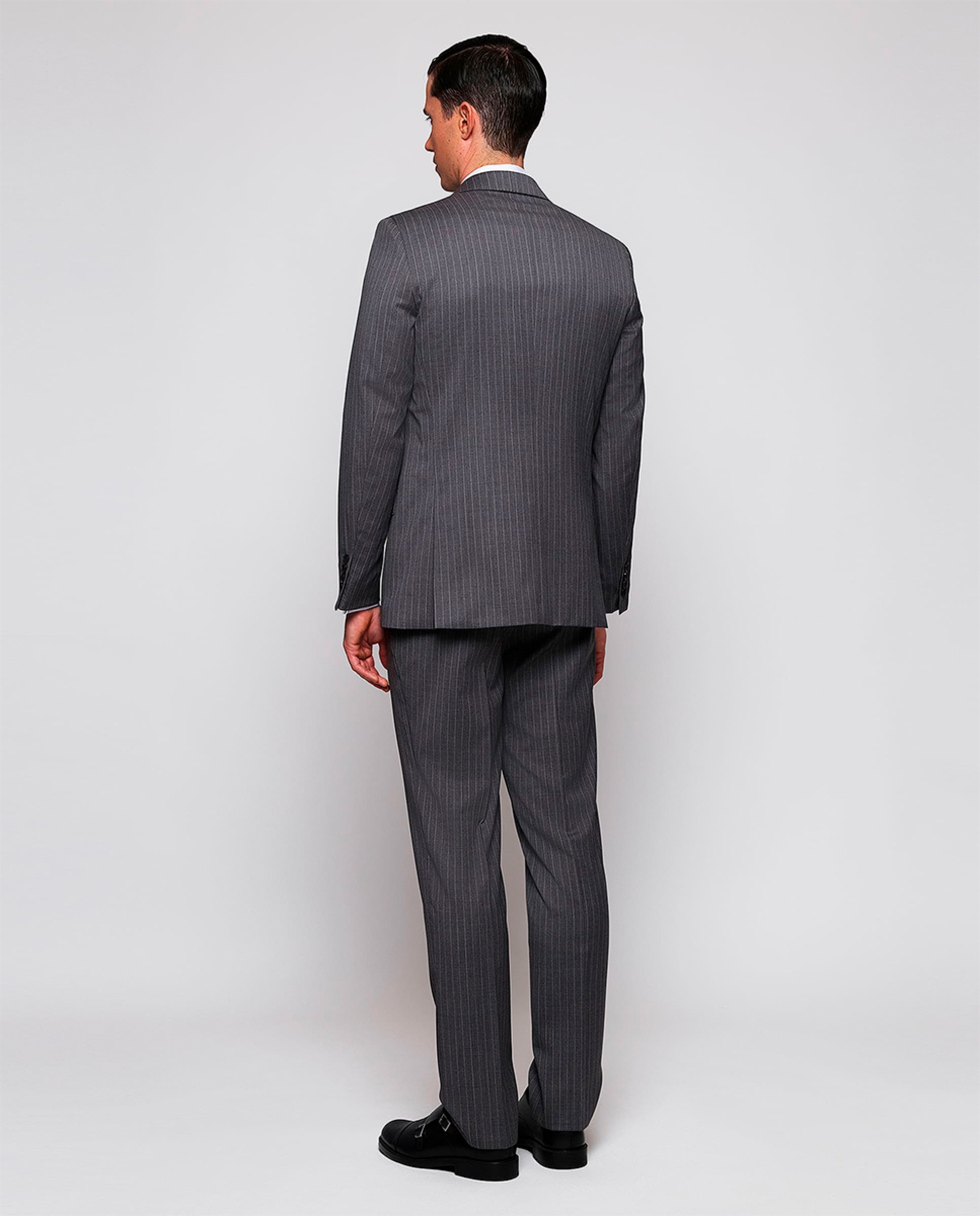 Fato Regular Fit com Risca Diplomática Cinzento-2