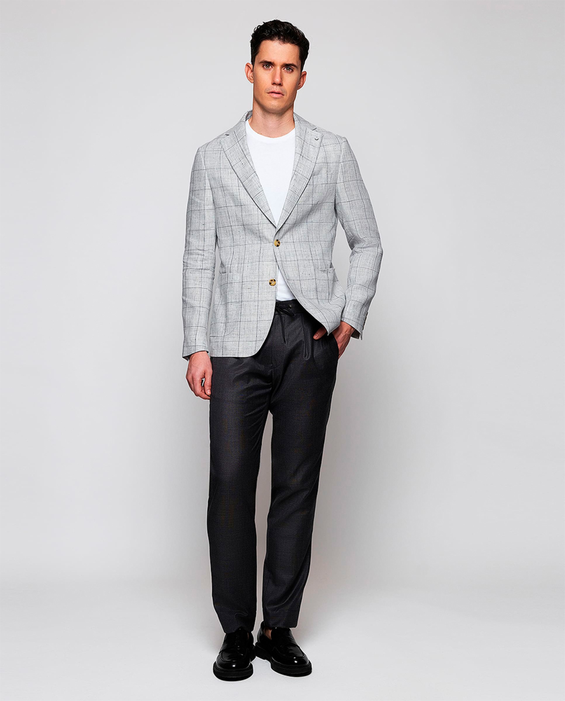 Casaco Regular Fit com Quadrado Janela Cinzento-4