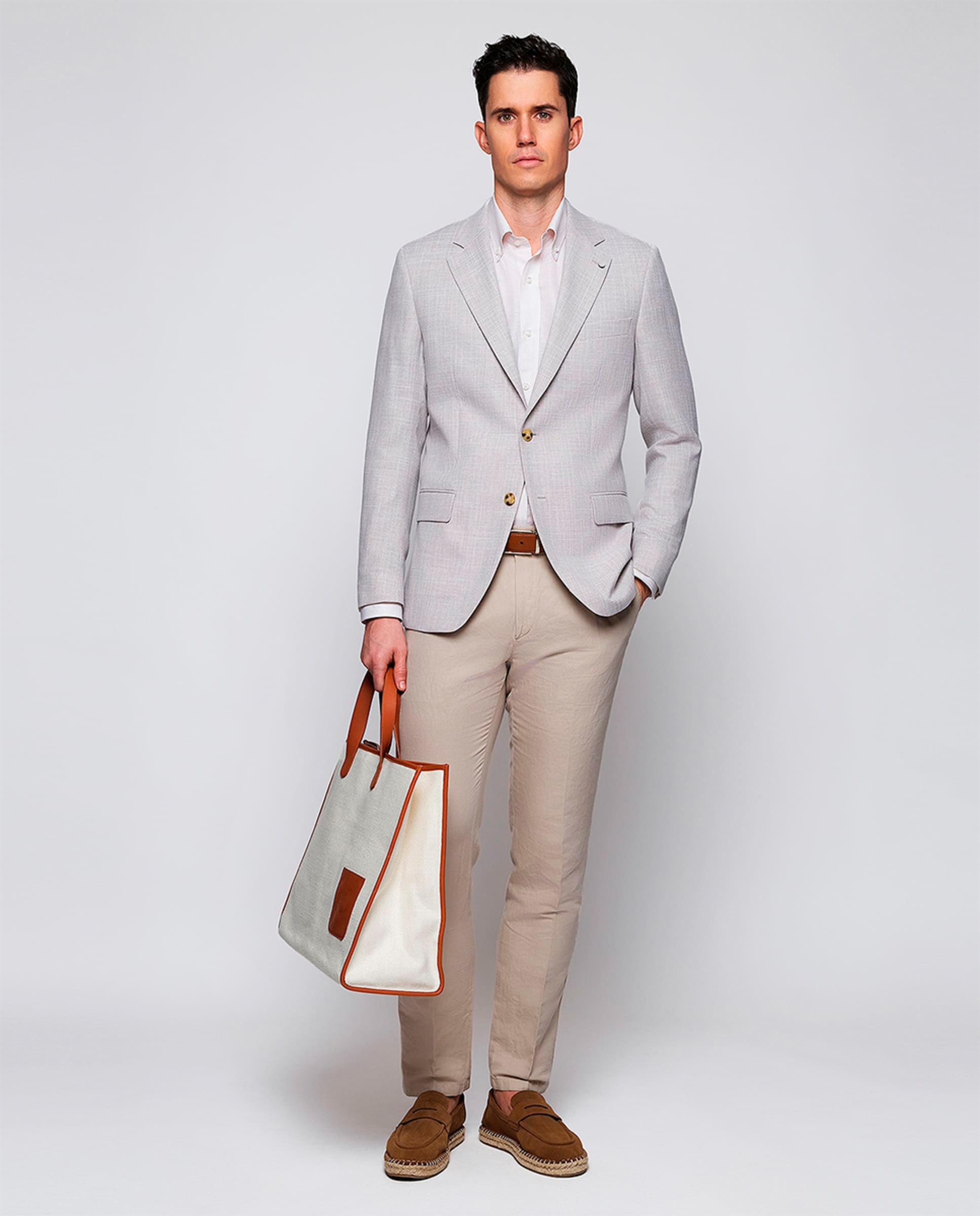 Imagem 0 de Calças Chino Custom Fit em Mistura de Linho