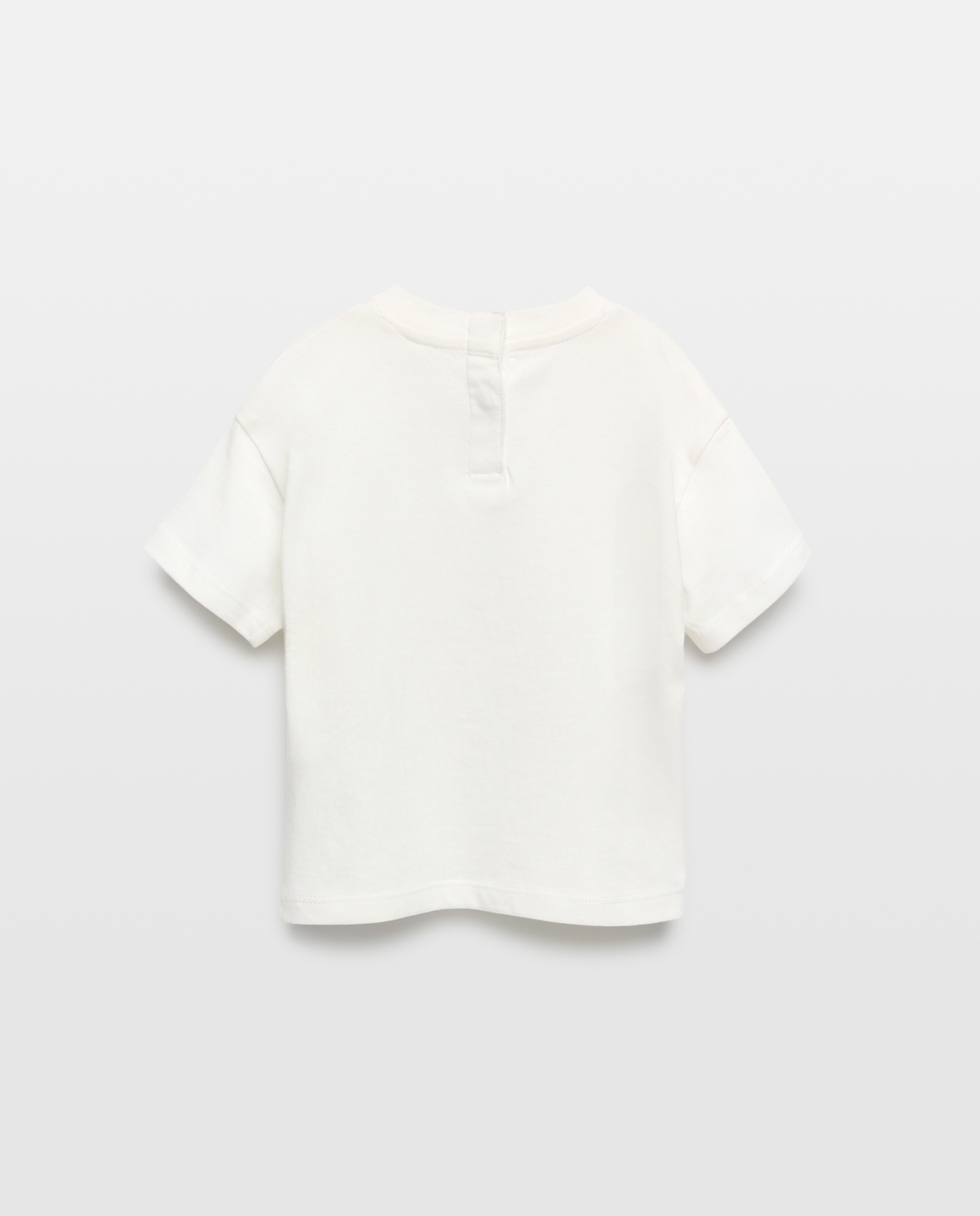 Camiseta de bebé lisa bolsillo manga corta Blanco-2