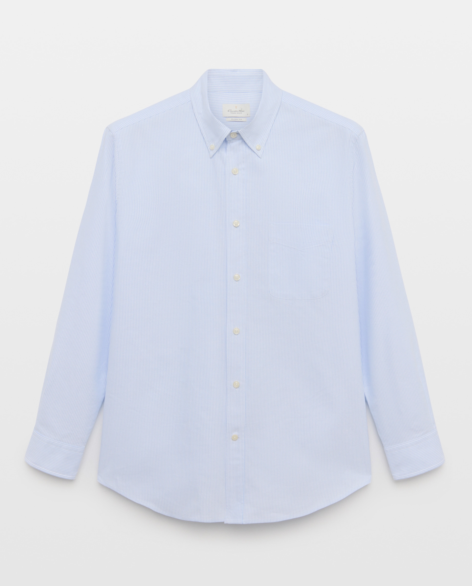 Camisa Casual Classic Fit com Risca Oxford Azul-claro-4