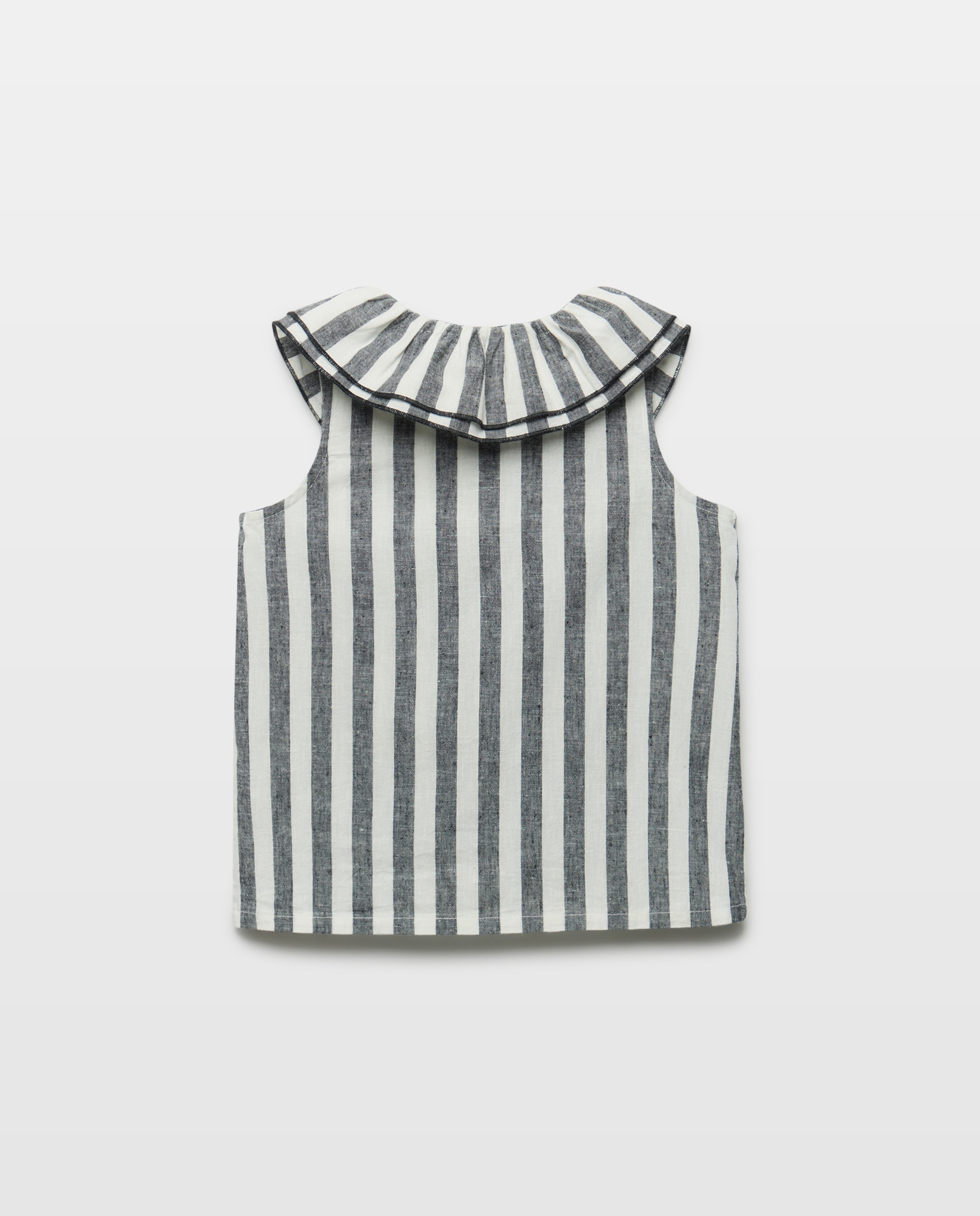 Blusa niña con doble cuelo y rayas set Negro-2
